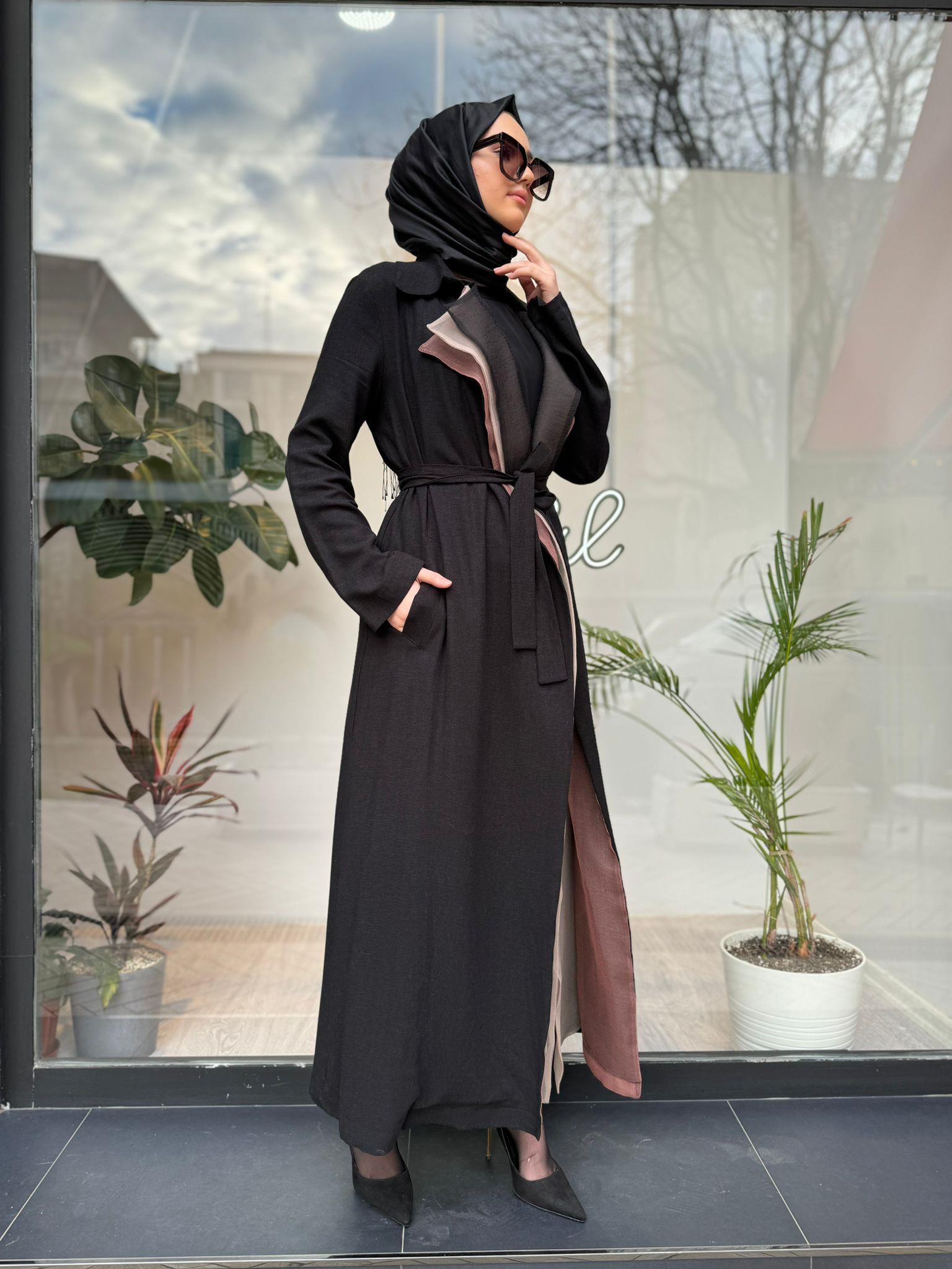 Almarwah Organze Tül Detaylı Kap Siyah 404438