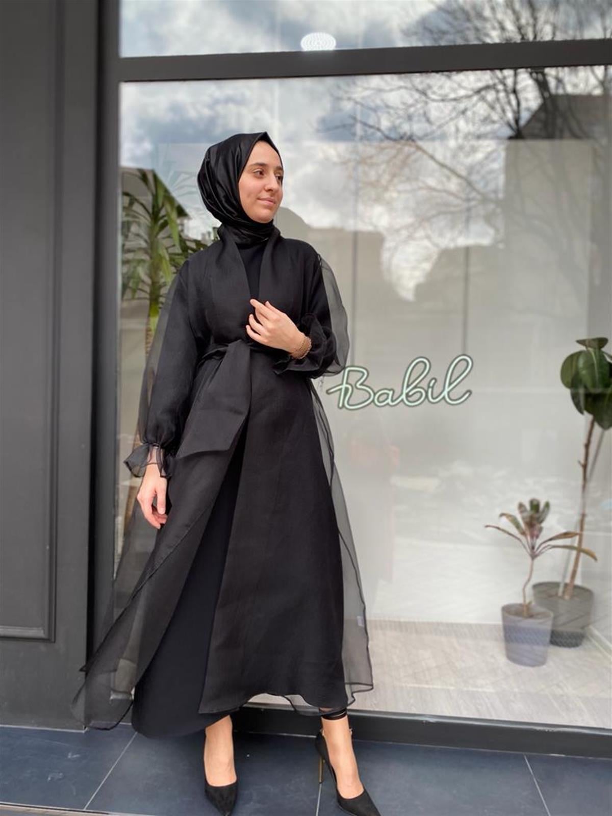 Almarwah Organze Tül Kap Siyah 90506