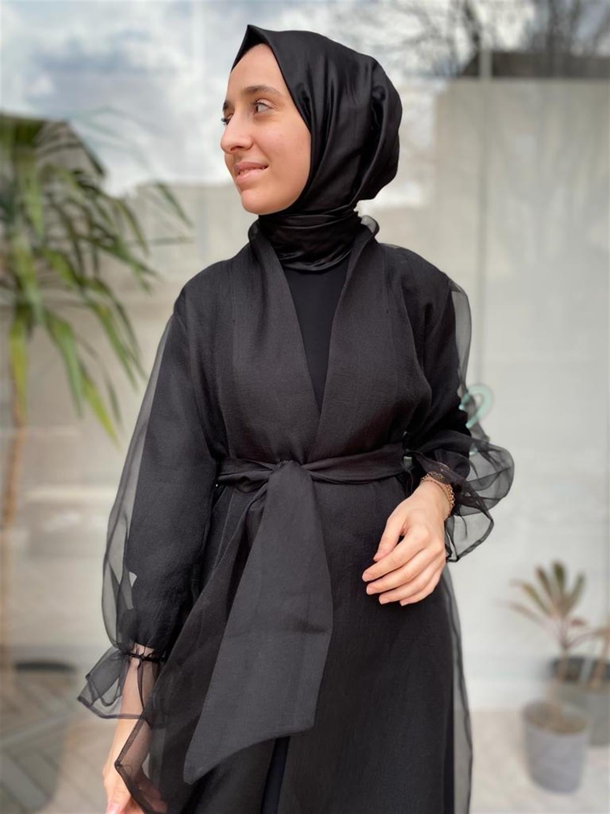 Almarwah Organze Tül Kap Siyah 90506