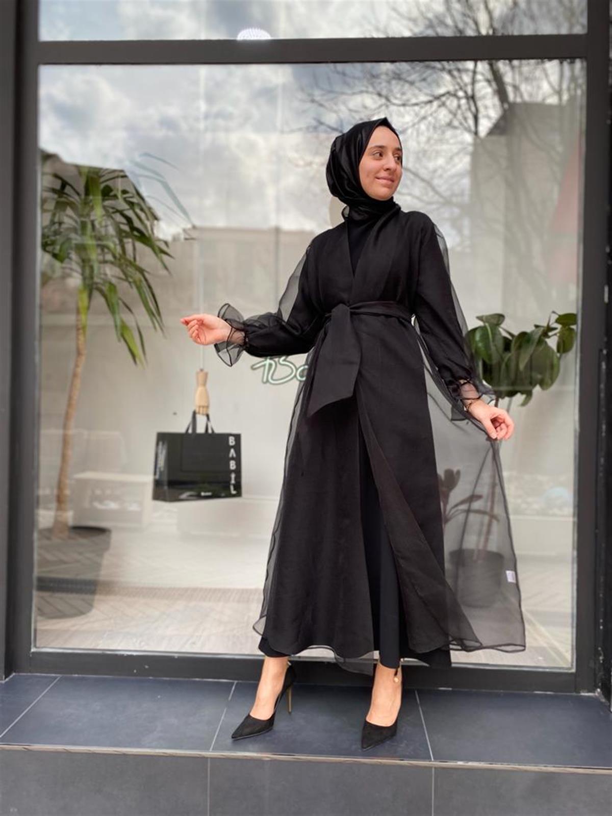 Almarwah Organze Tül Kap Siyah 90506
