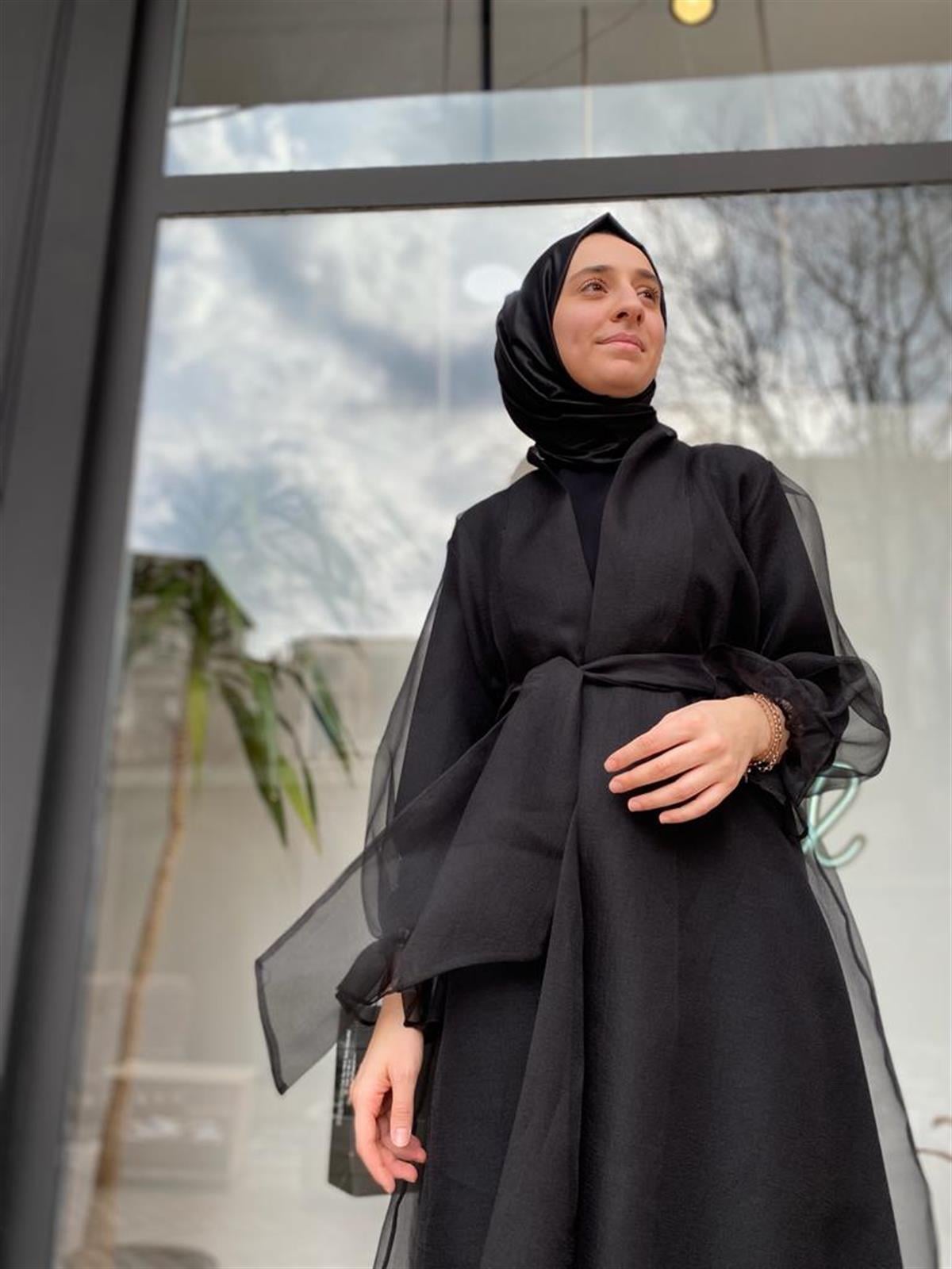 Almarwah Organze Tül Kap Siyah 90506