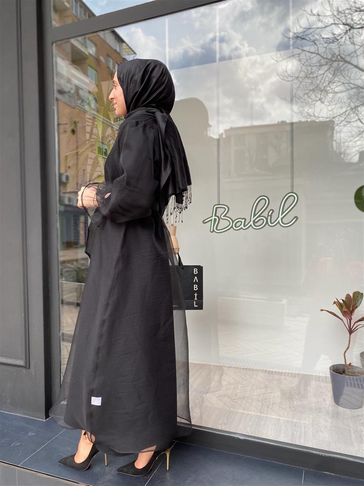 Almarwah Organze Tül Kap Siyah 90506