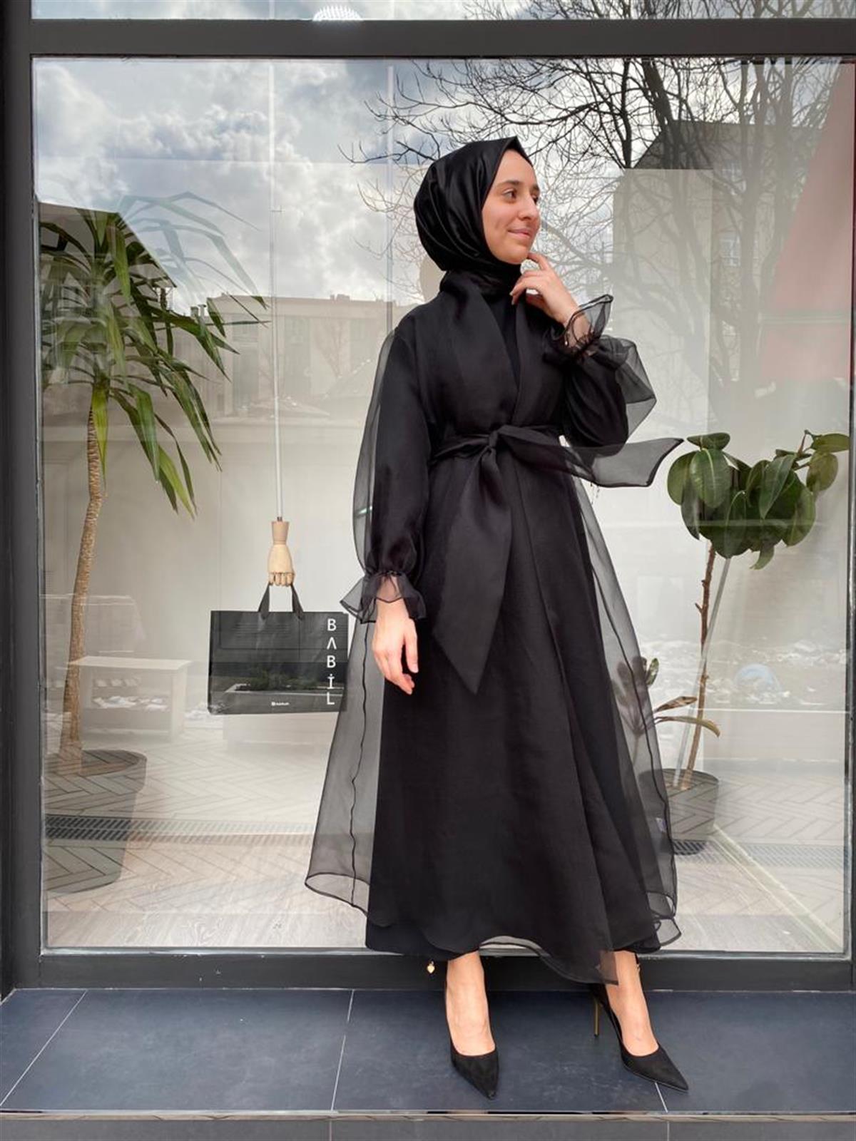 Almarwah Organze Tül Kap Siyah 90506