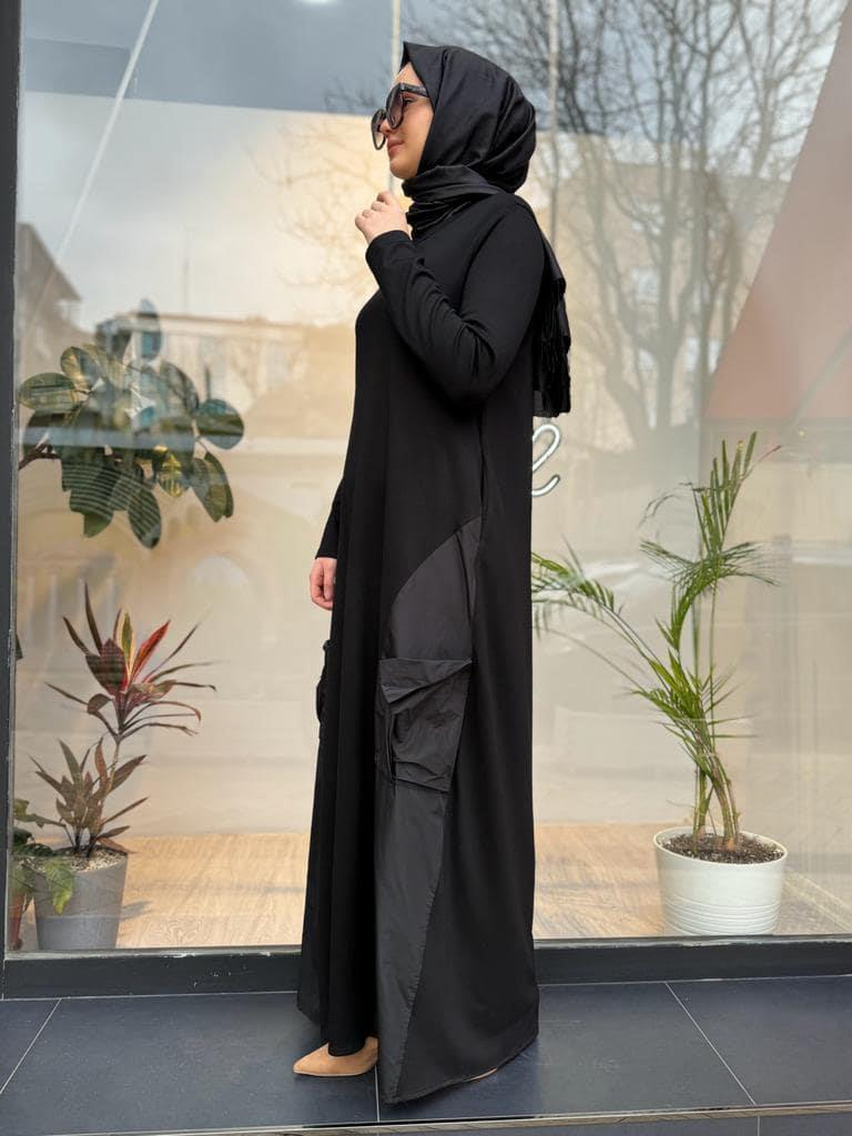Almarwah Paraşüt Cep Elbise Siyah 303674