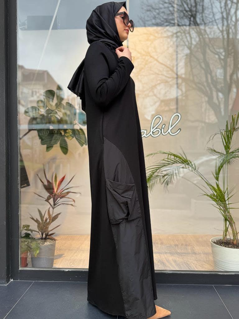 Almarwah Paraşüt Cep Elbise Siyah 303674