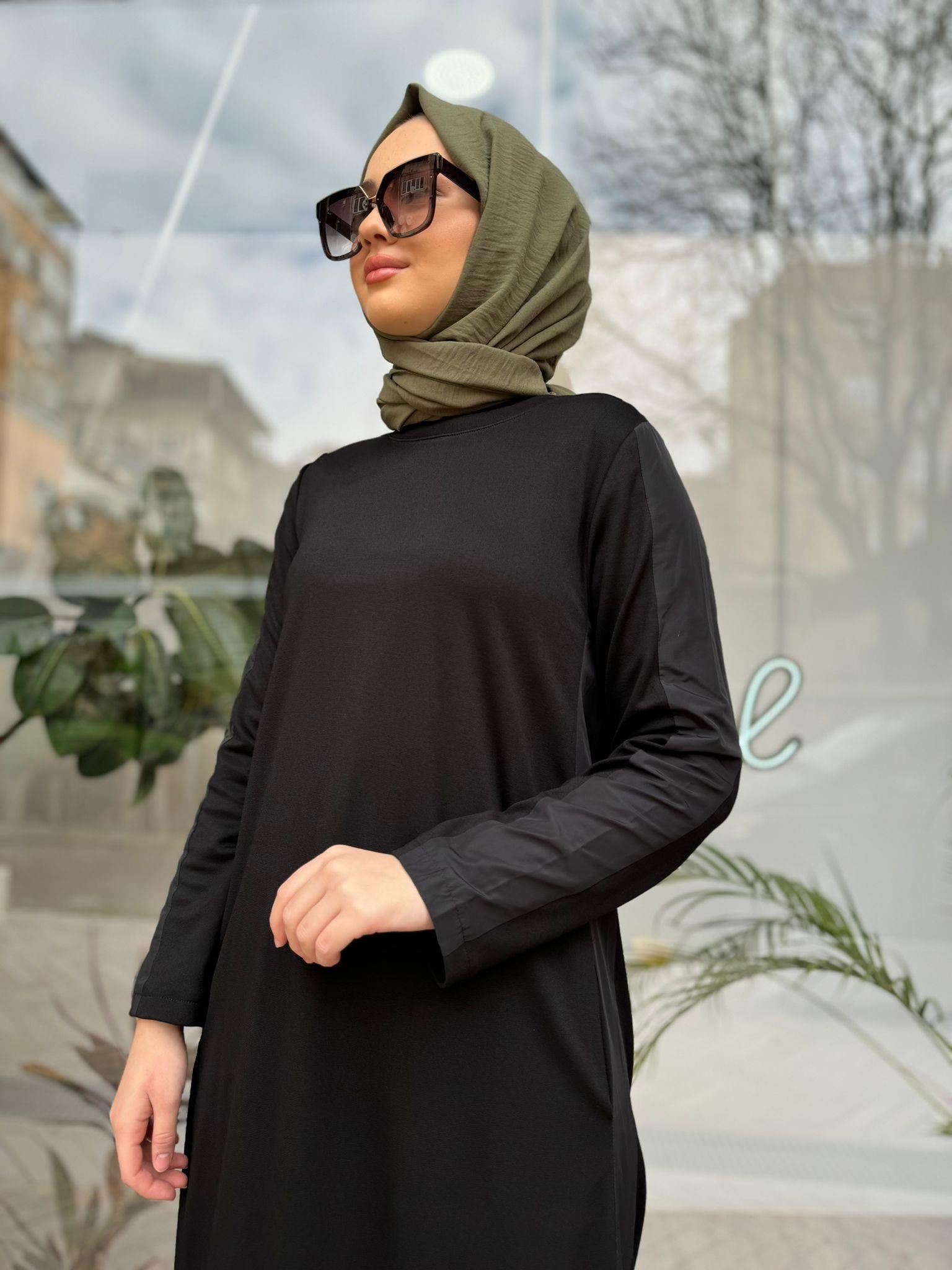 Almarwah Paraşüt Detaylı Elbise Siyah 306213