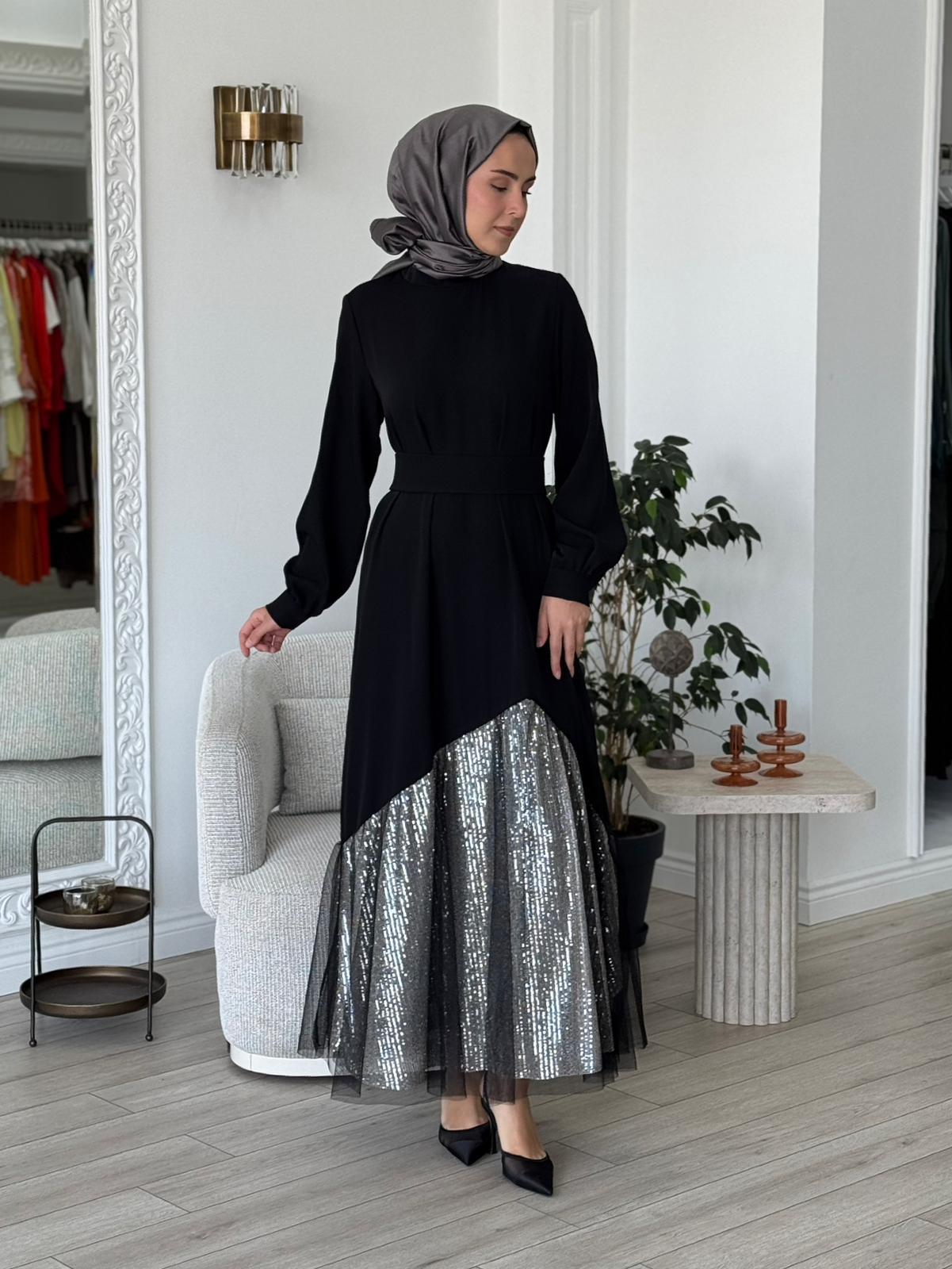 Almarwah Pul Payet Detaylı Elbise 90467