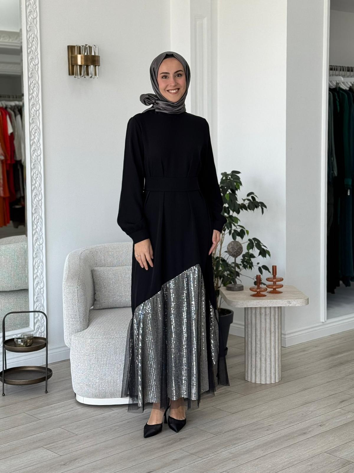 Almarwah Pul Payet Detaylı Elbise 90467