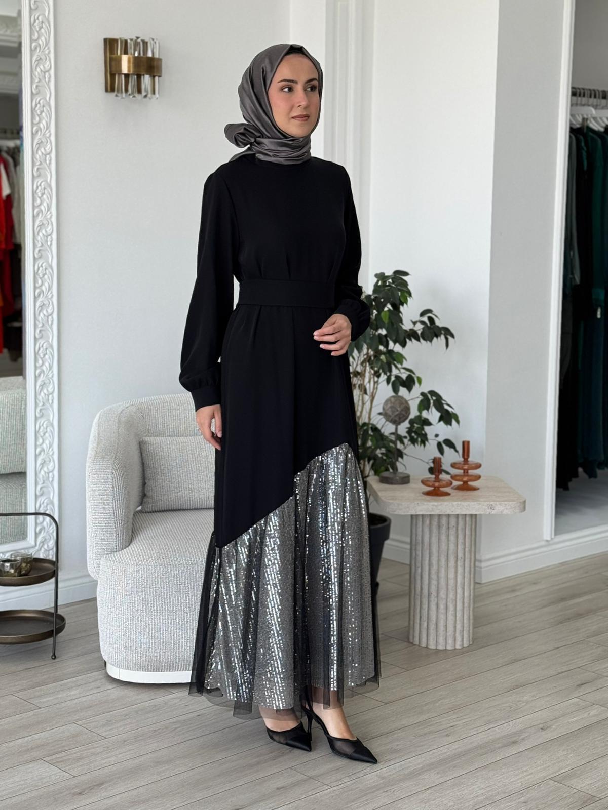 Almarwah Pul Payet Detaylı Elbise 90467