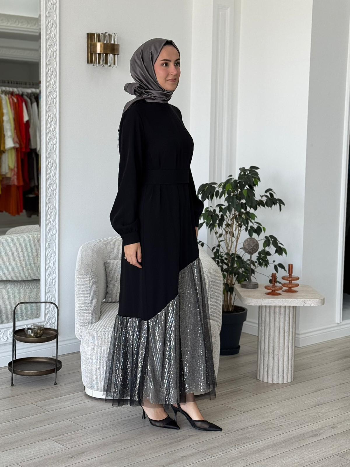 Almarwah Pul Payet Detaylı Elbise 90467