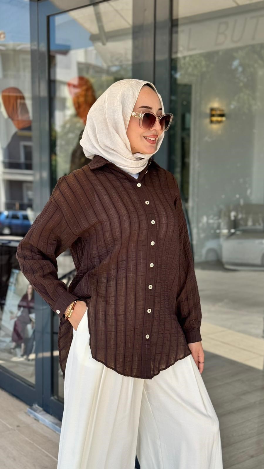 Almarwah Şeritli Gömlek 101006