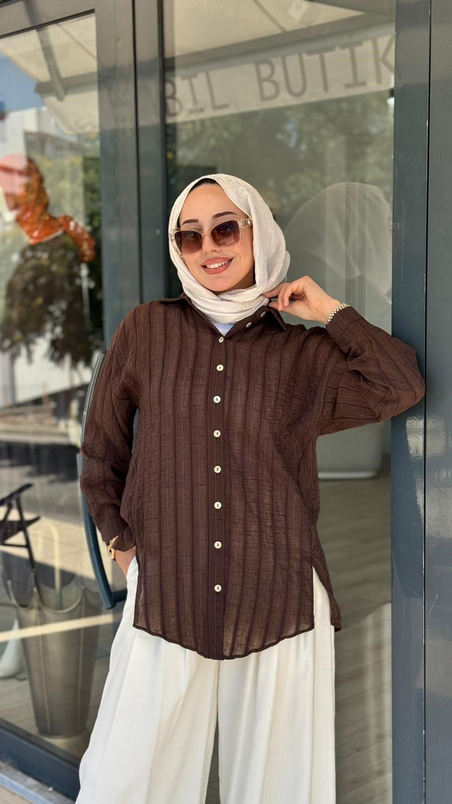 Almarwah Şeritli Gömlek 101006