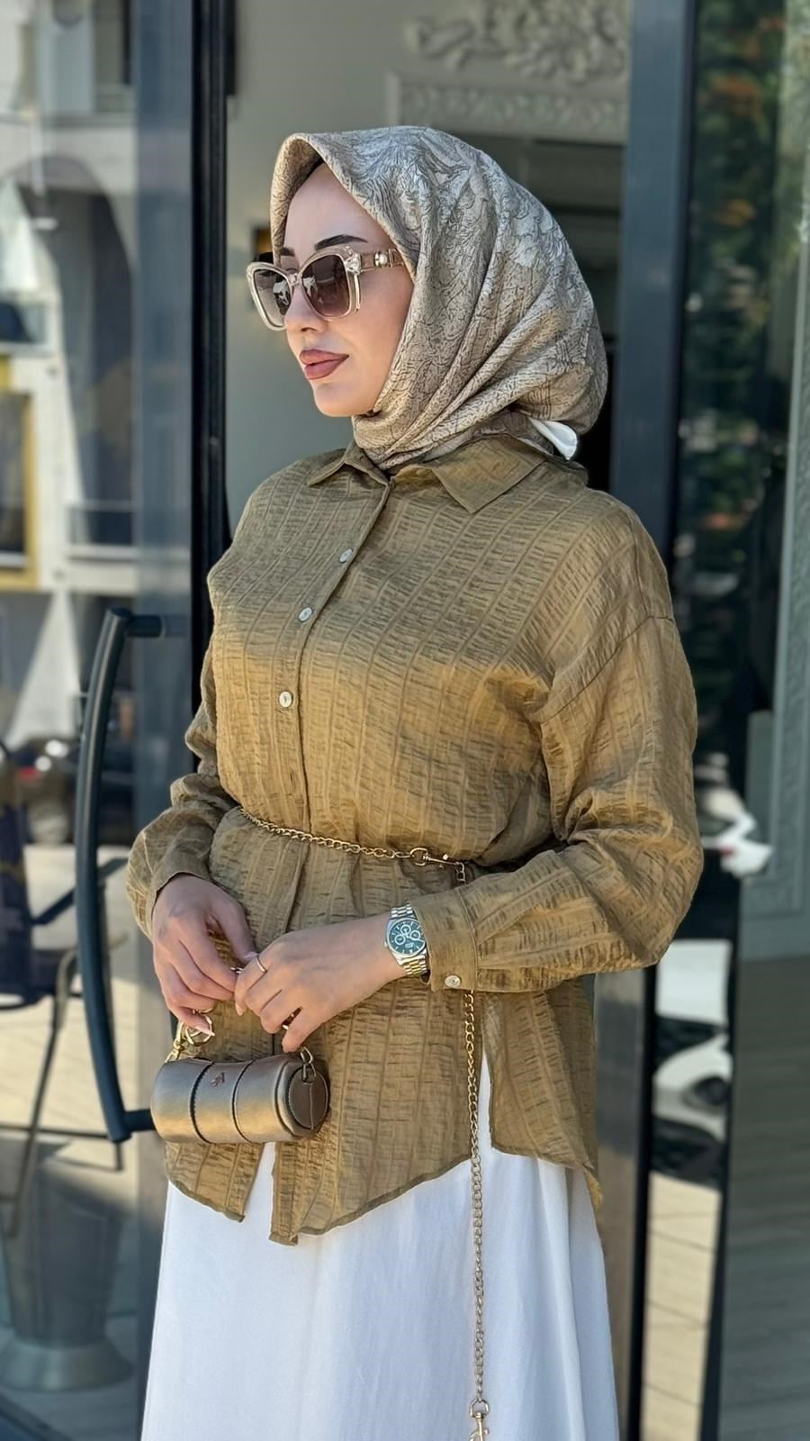 Almarwah Şeritli Gömlek 101006