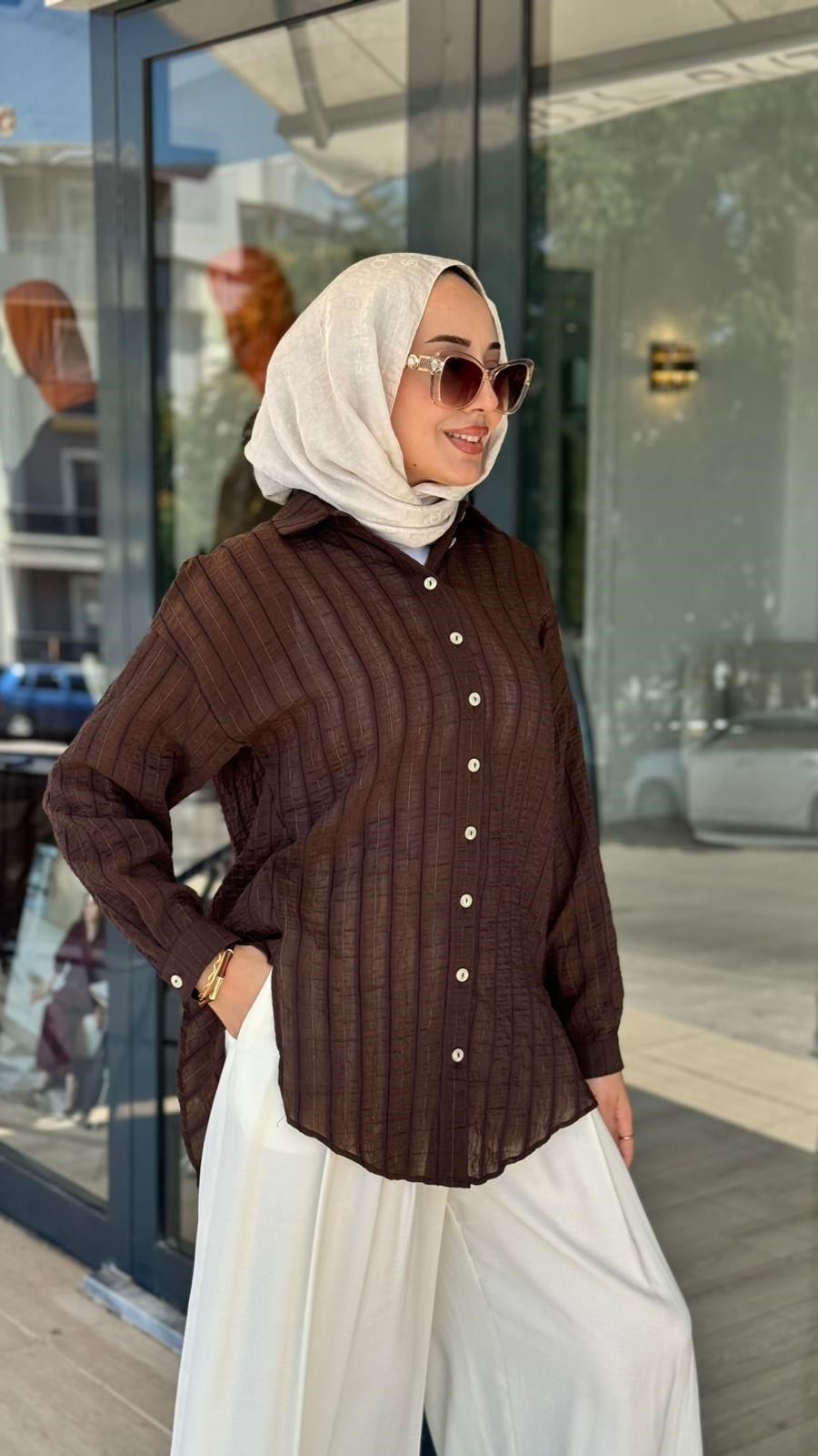 Almarwah Şeritli Gömlek 101006