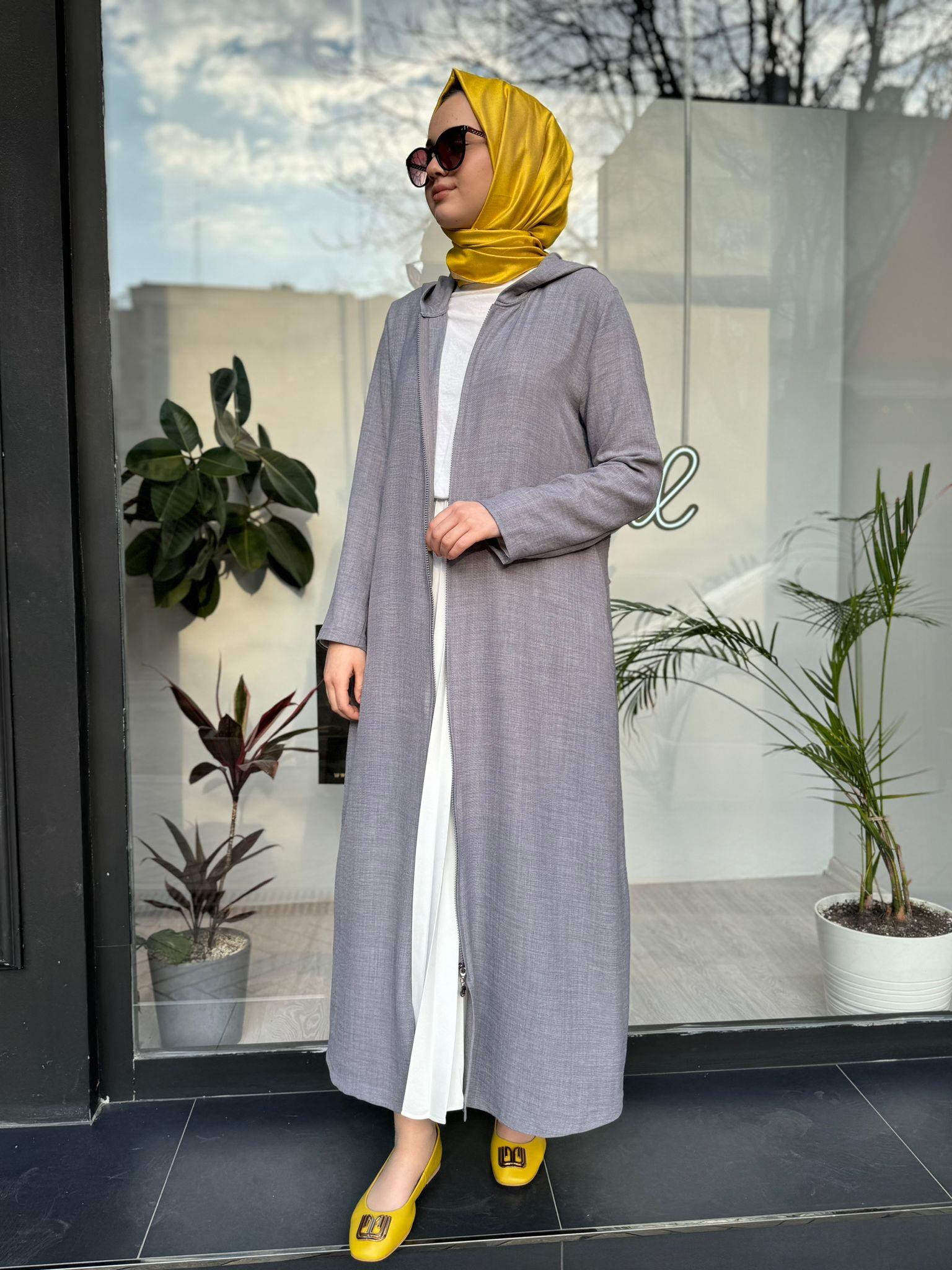 Almarwah Sırt Detaylı Kap Gri 404801