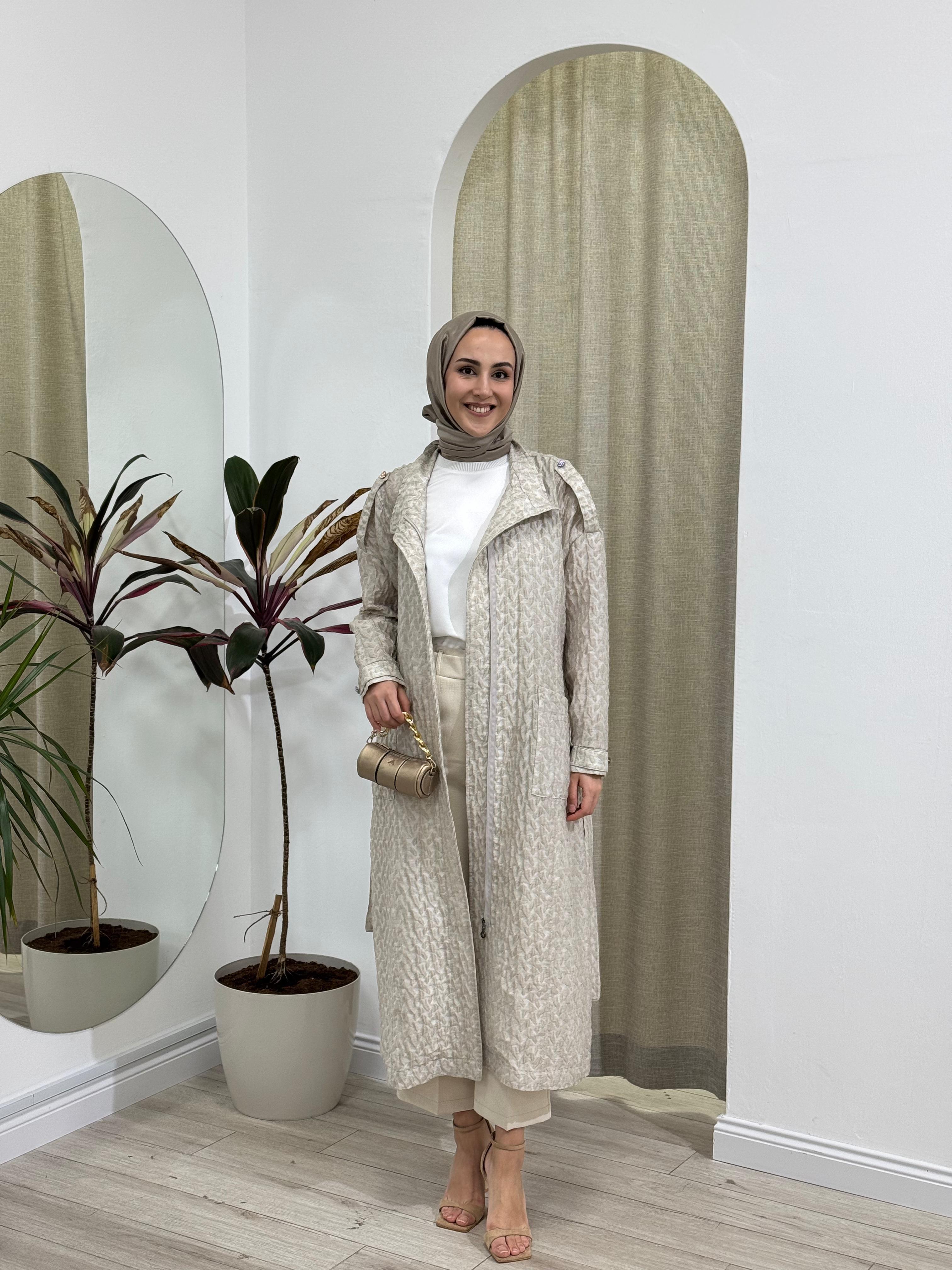 Almarwah Taş Detaylı Kap Bej 404955
