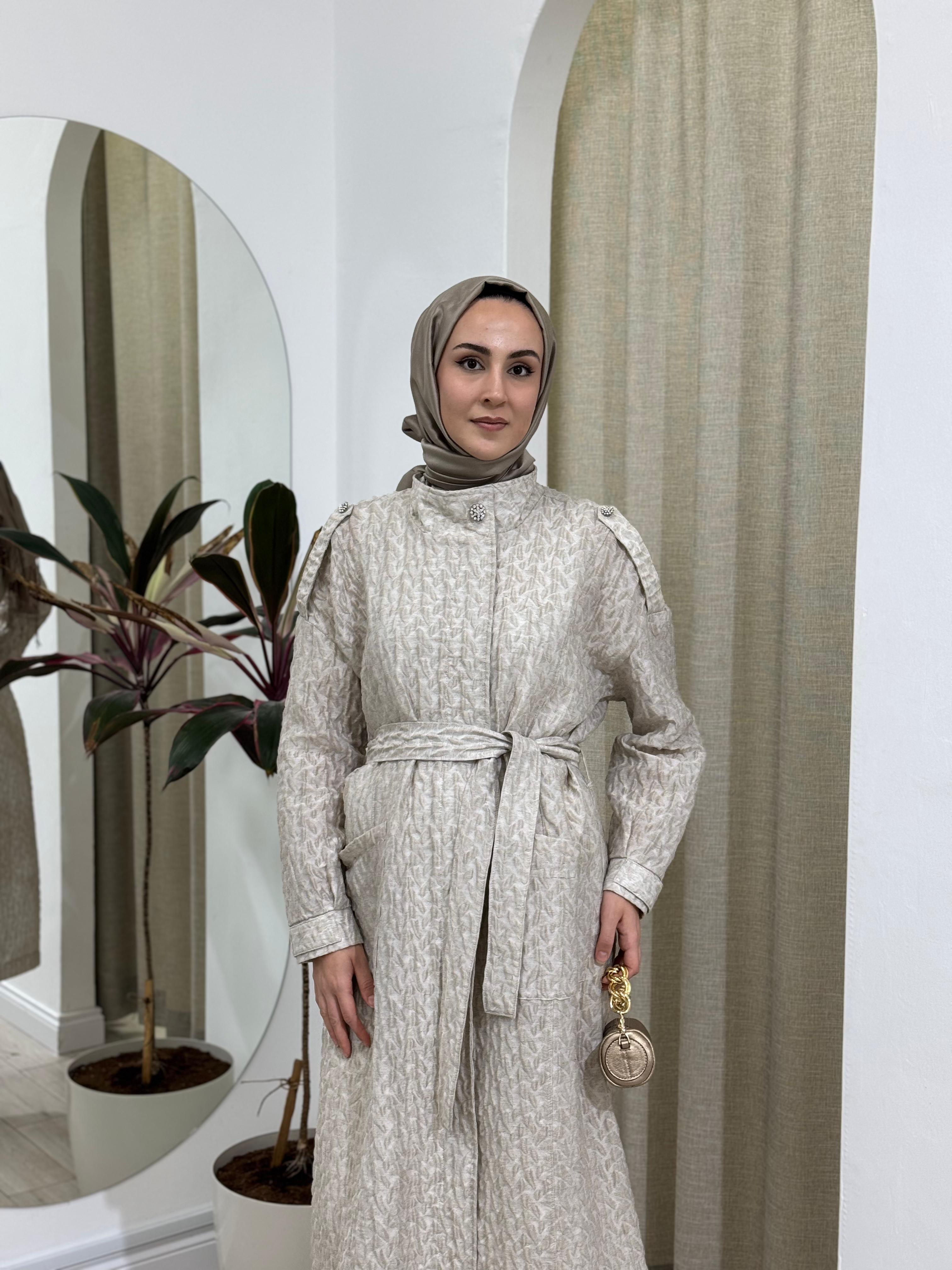 Almarwah Taş Detaylı Kap Bej 404955