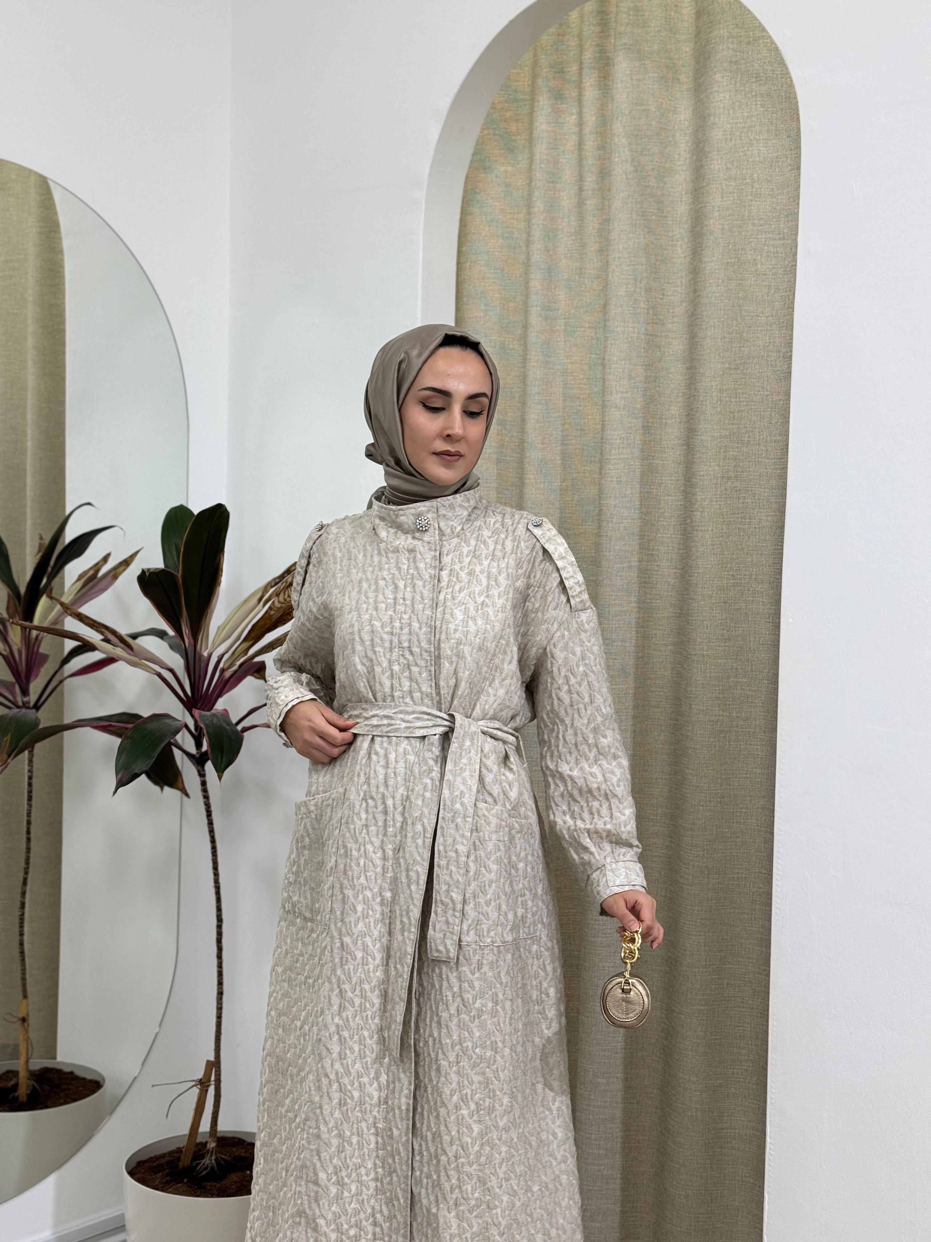 Almarwah Taş Detaylı Kap Bej 404955