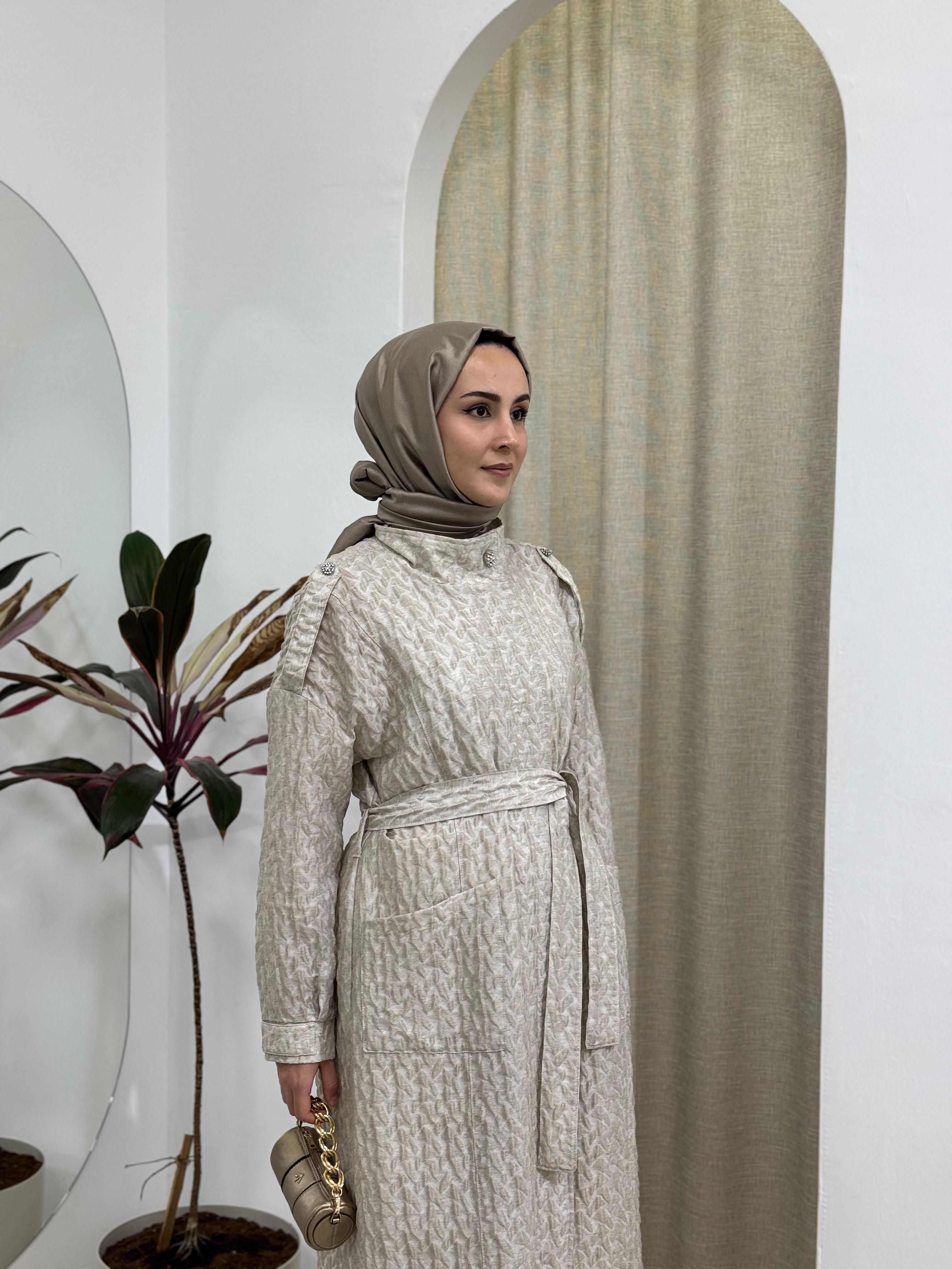 Almarwah Taş Detaylı Kap Bej 404955