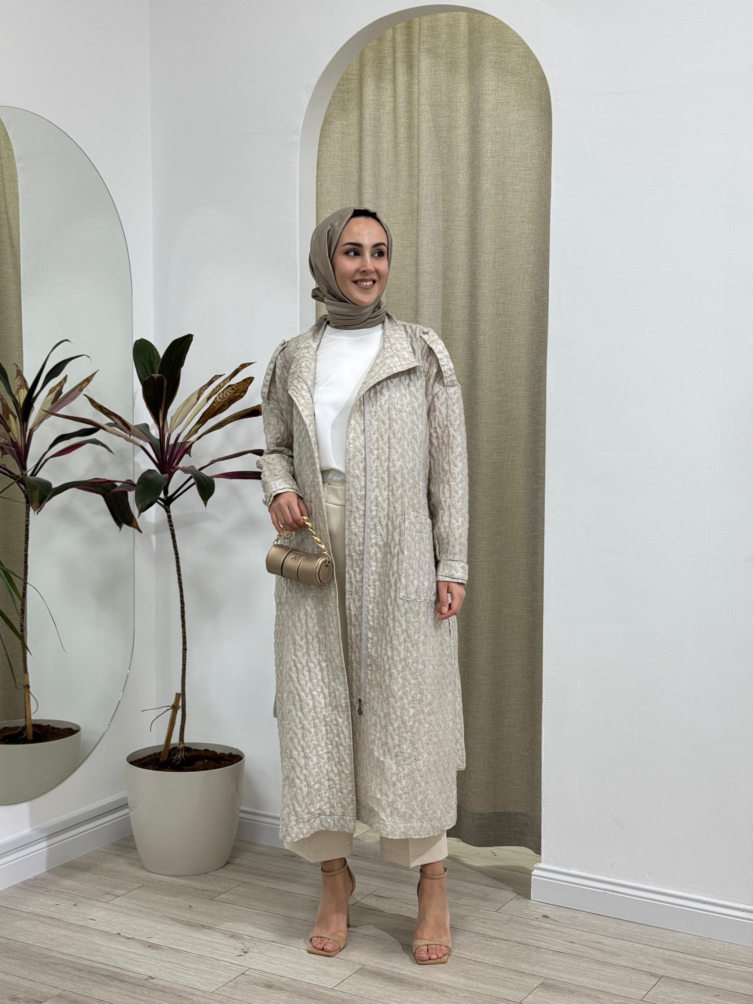 Almarwah Taş Detaylı Kap Bej 404955