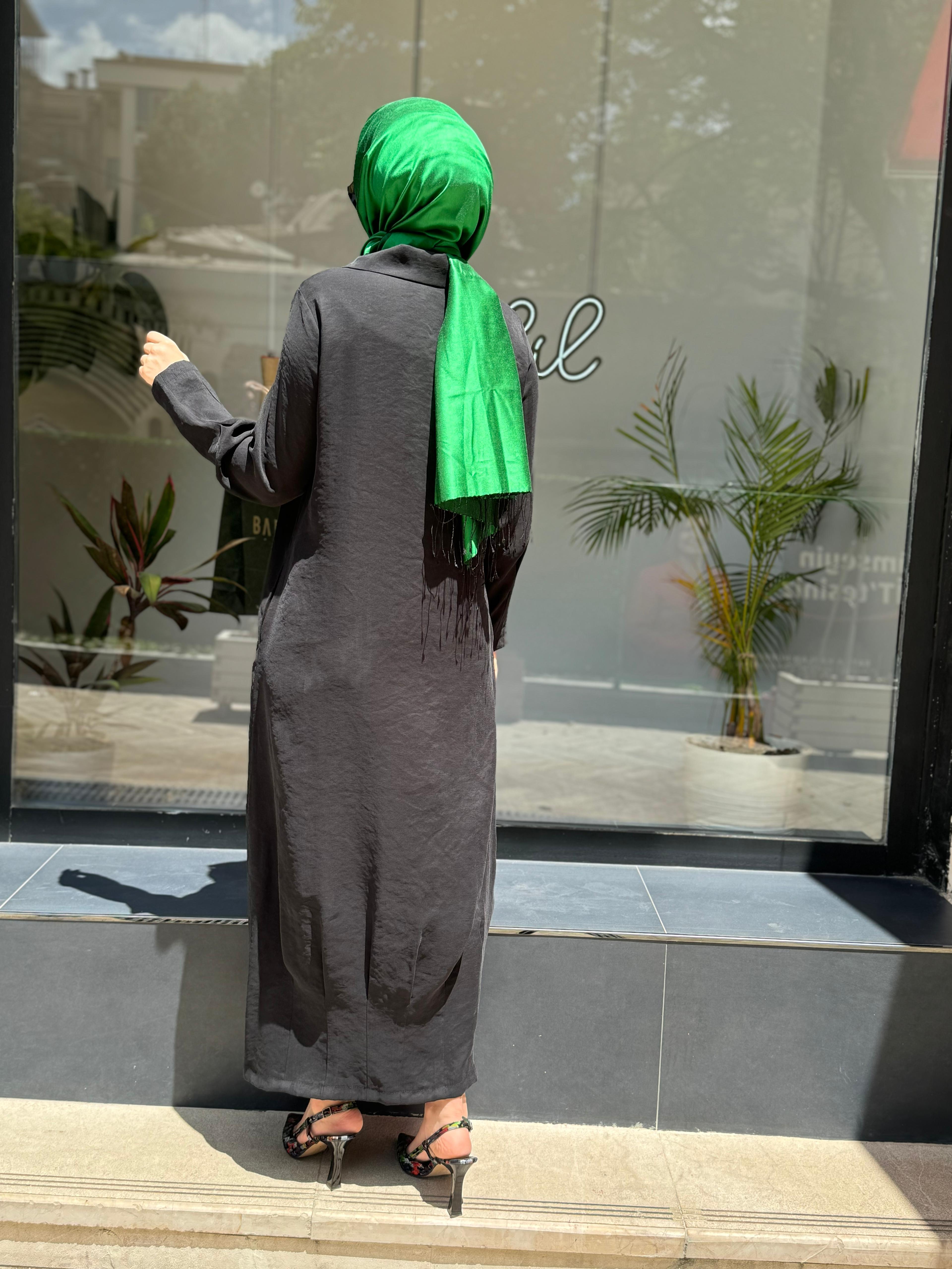 Almarwah Taş Detaylı Tensel Elbise Siyah 303760