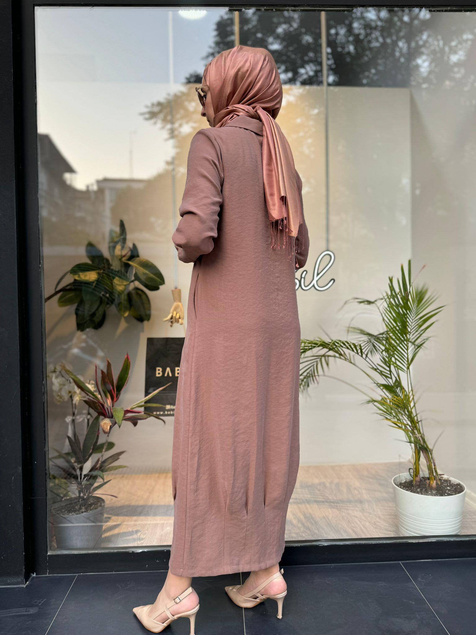 Almarwah Taşlı Elbise Açık Kahve 303760