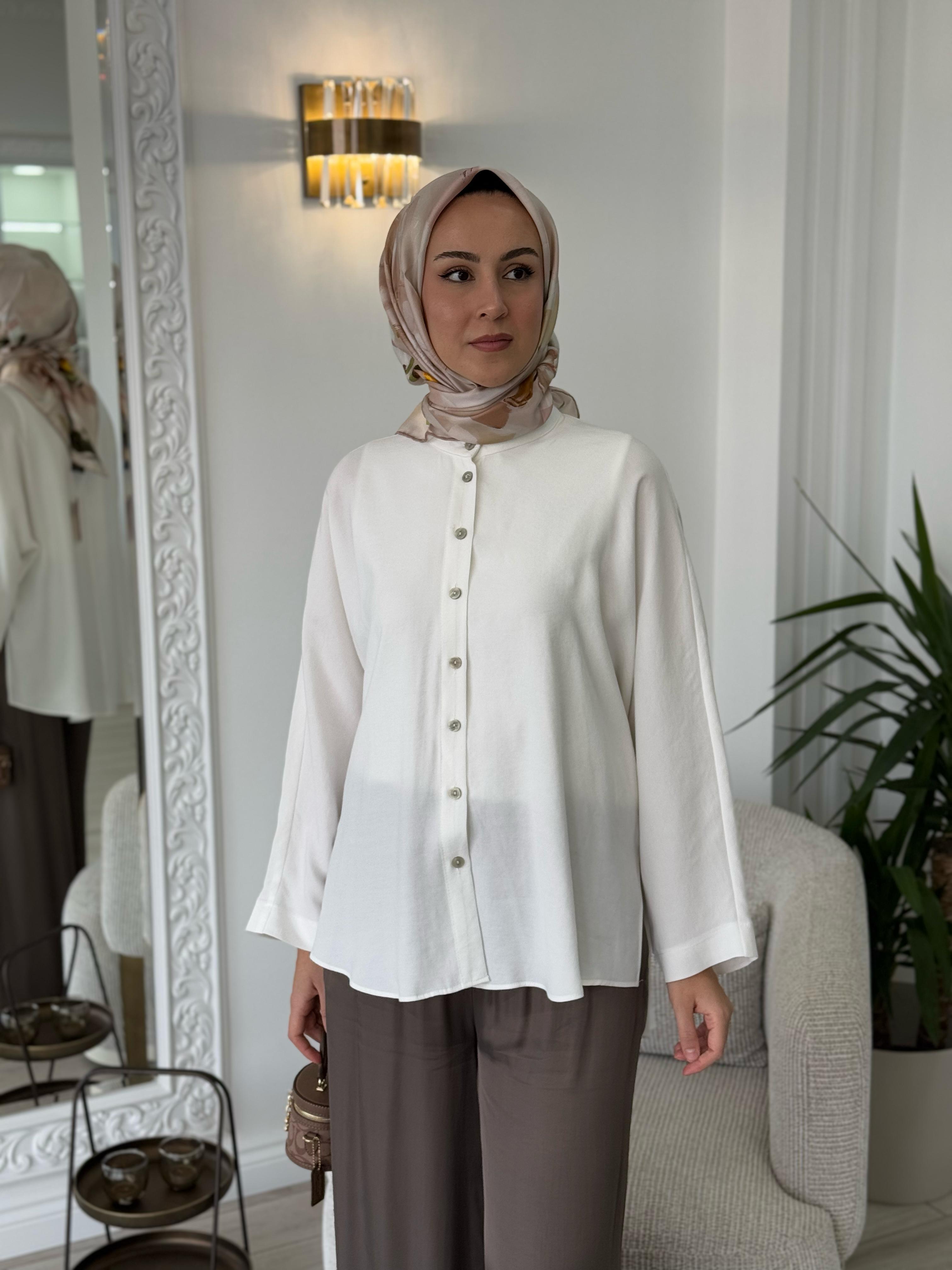 Almarwah Tensel Gömlek Kemik 101977