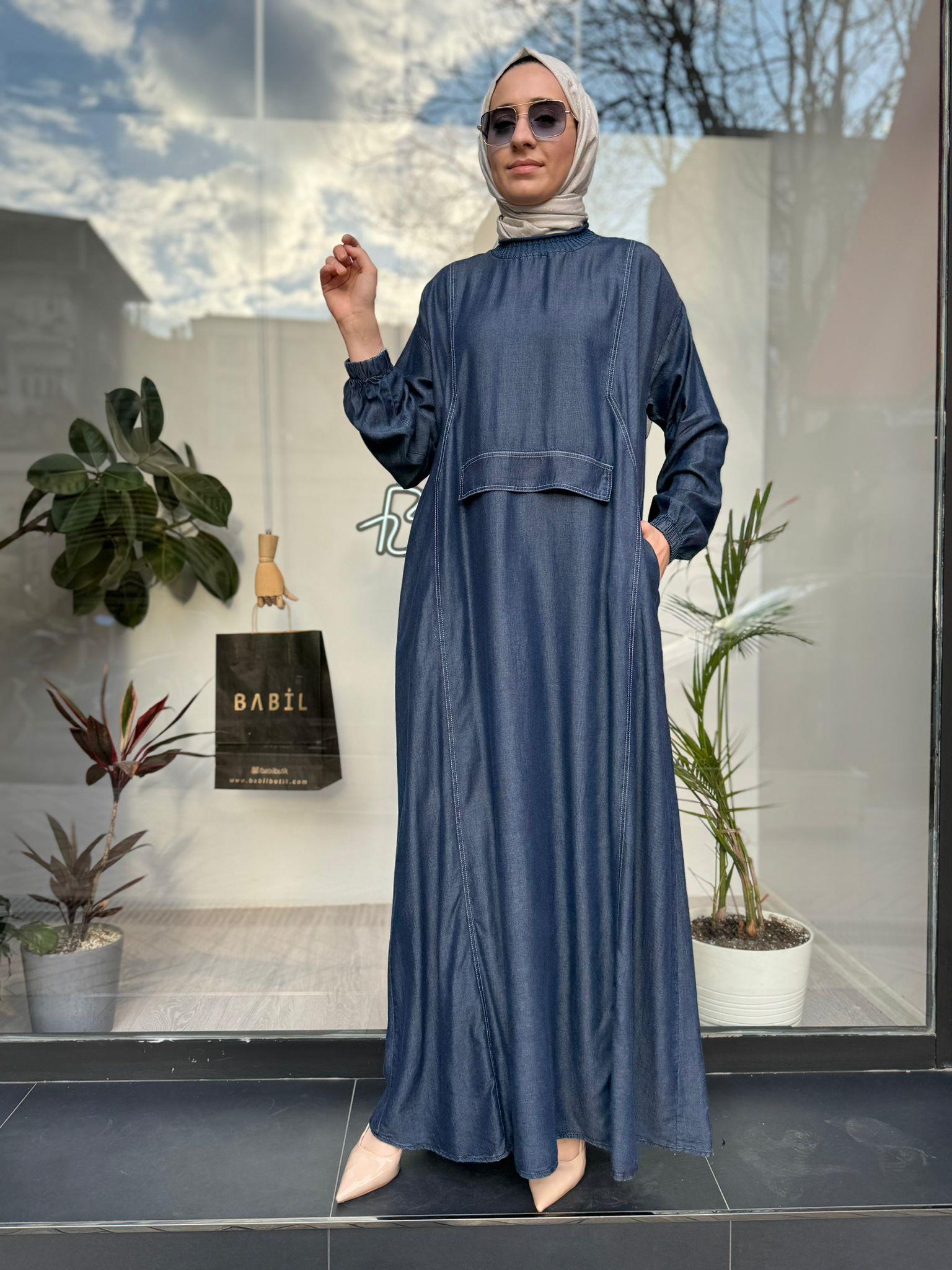 Almarwah Tensel Kot Elbise Koyu Mavi 303742