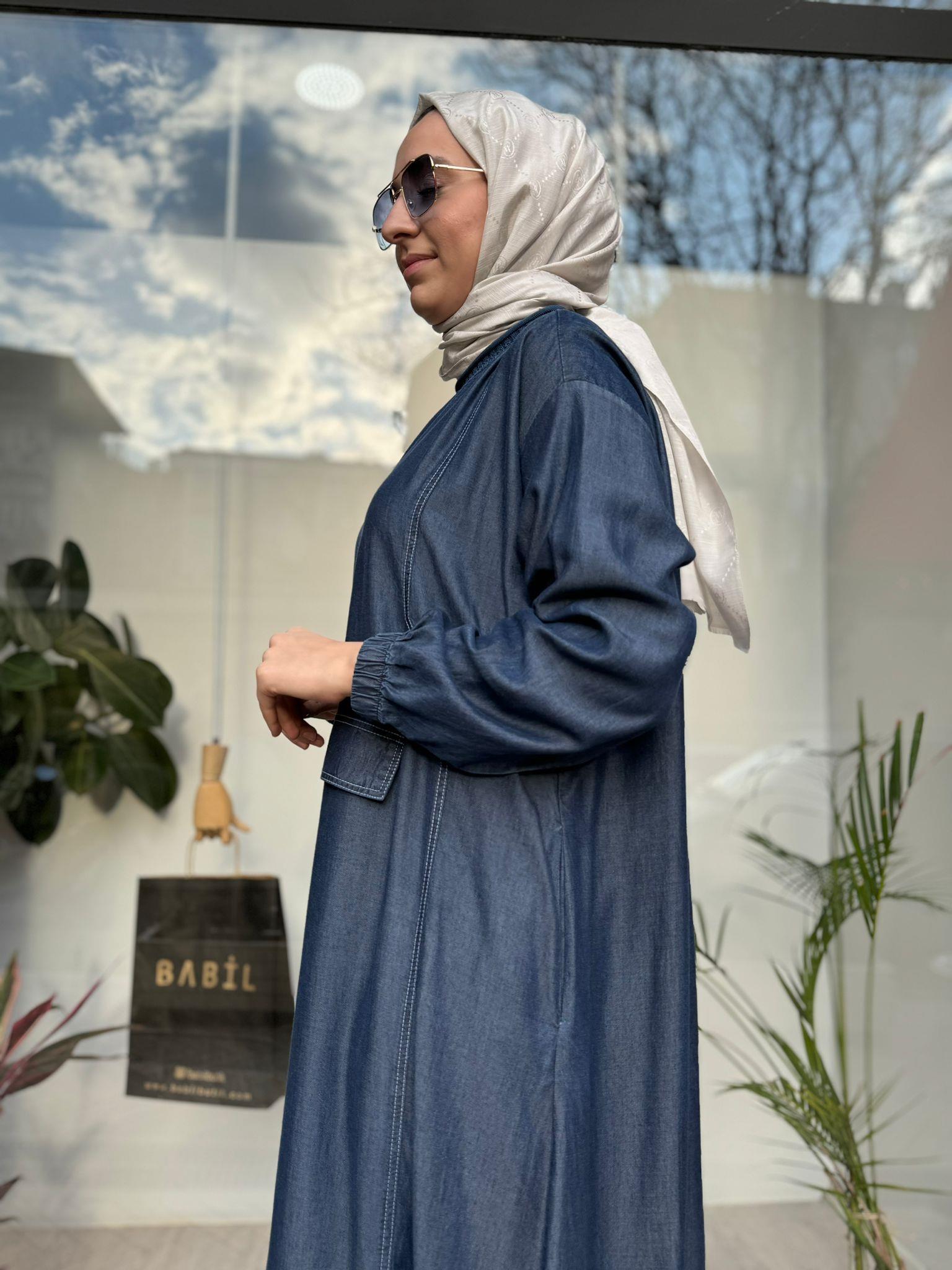 Almarwah Tensel Kot Elbise Koyu Mavi 303742