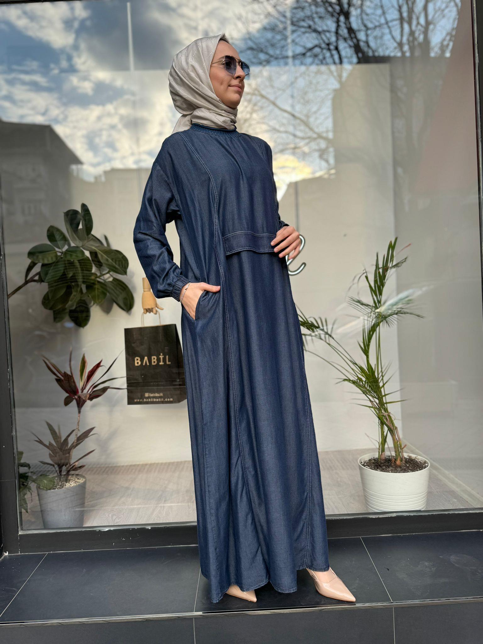 Almarwah Tensel Kot Elbise Koyu Mavi 303742