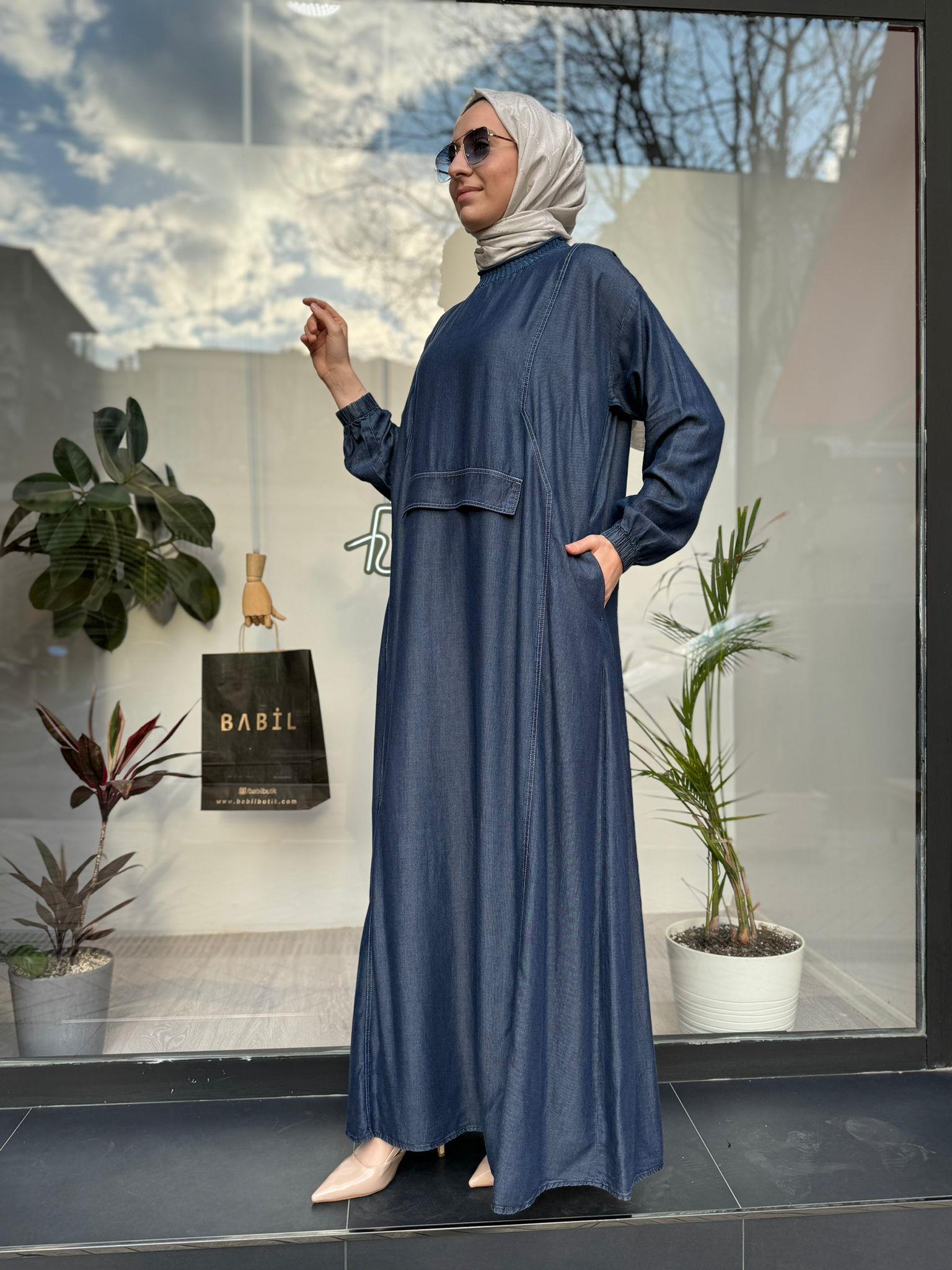 Almarwah Tensel Kot Elbise Koyu Mavi 303742
