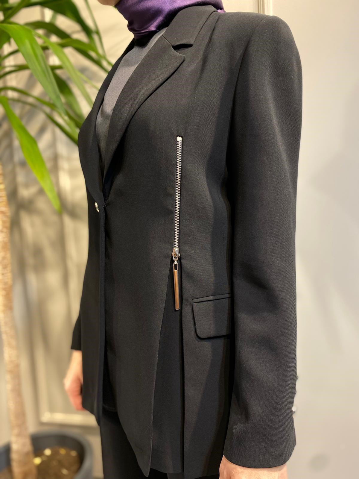 Berrin Fermuar Detaylı Blazer Ceket Siyah 1109