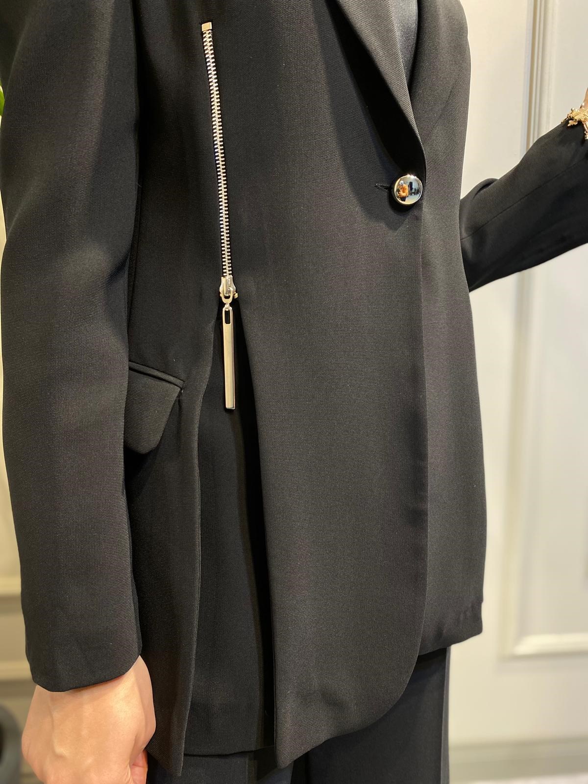 Berrin Fermuar Detaylı Blazer Ceket Siyah 1109
