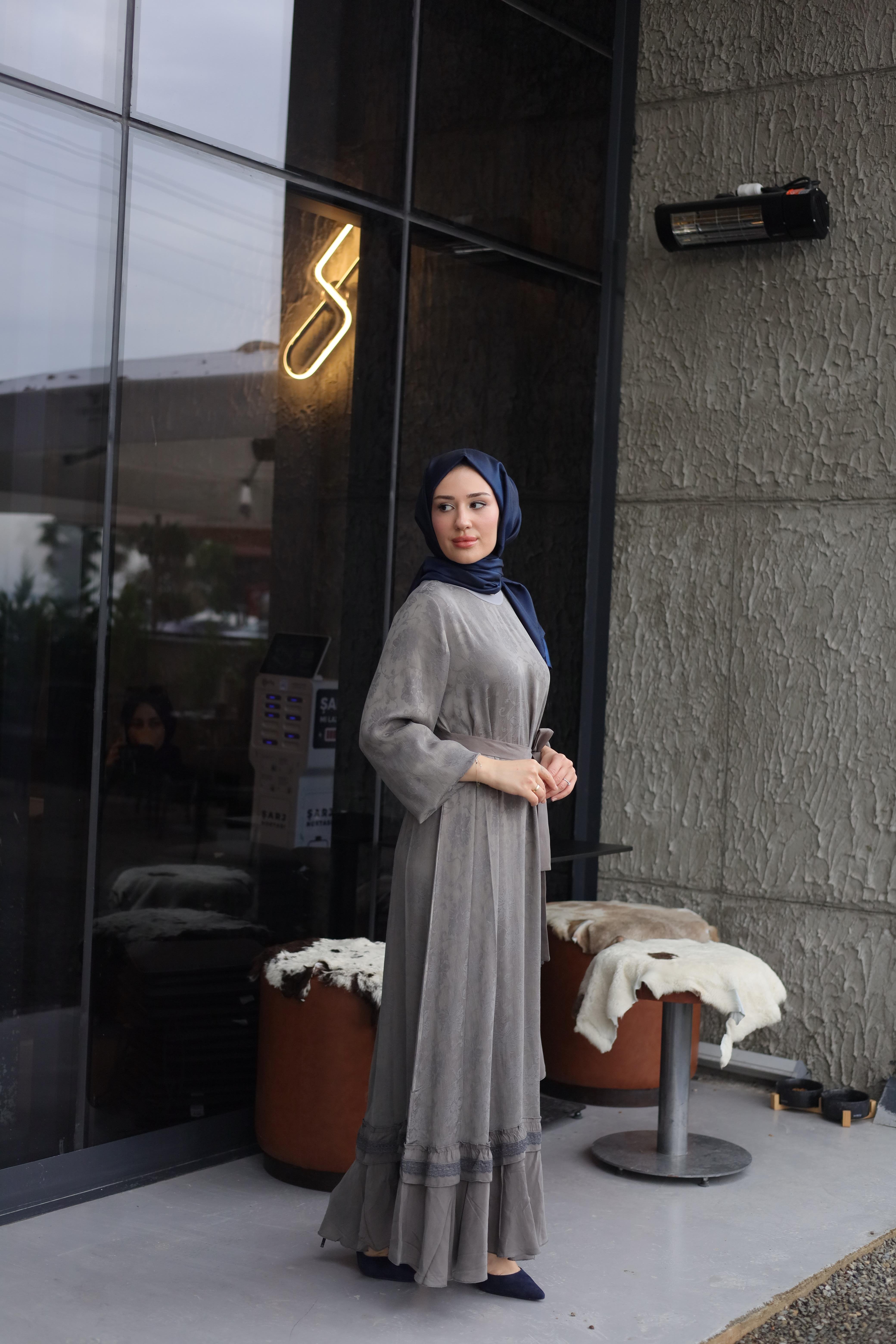Cupro Dantel Detaylı Elbise 38806