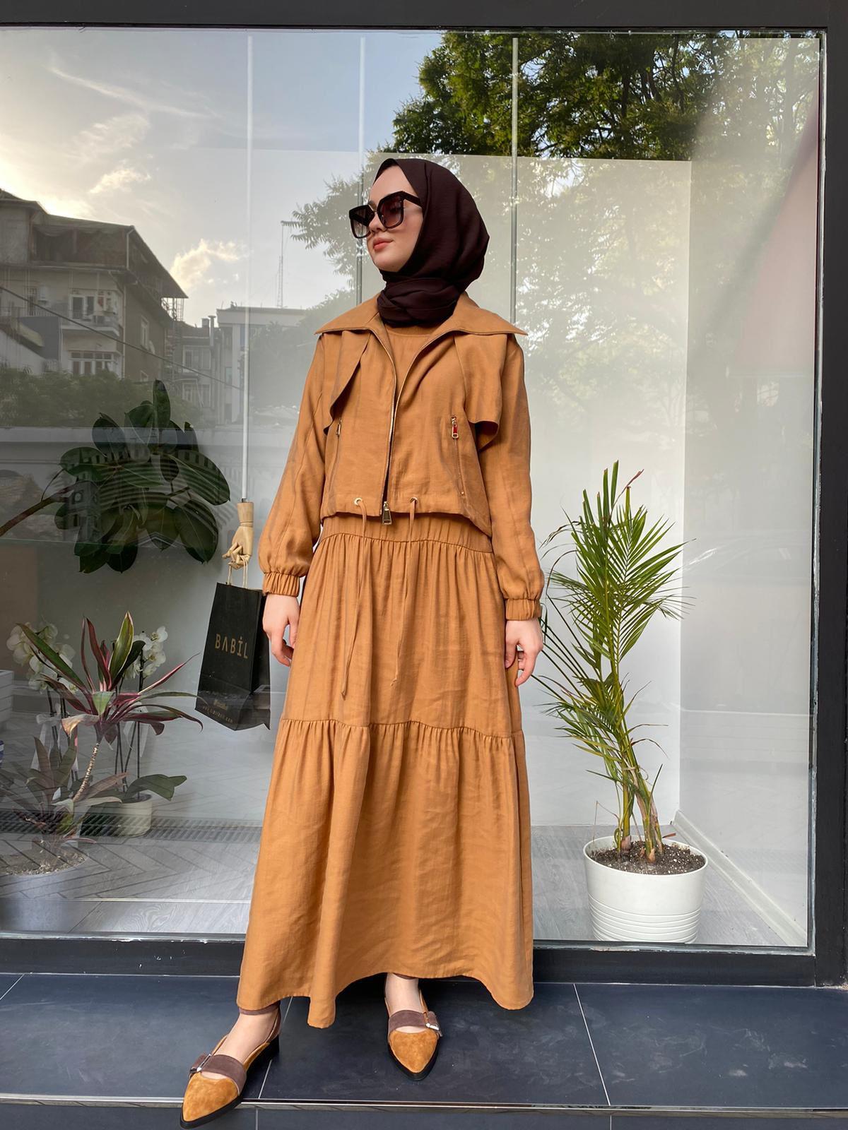 Hukka Ceketli Elbise Camel 24hy2017