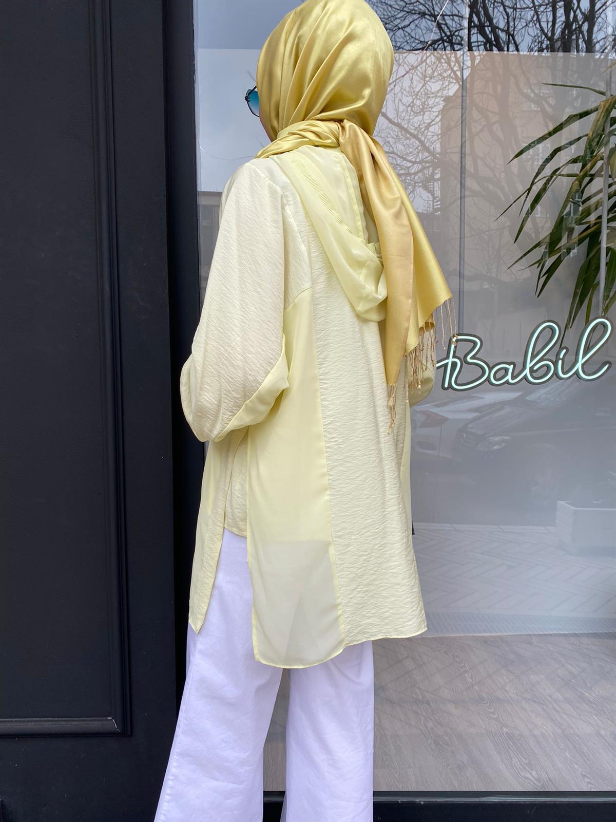 Hukka Design Asimetrik Açık Sarı Gömlek 23Y04B074