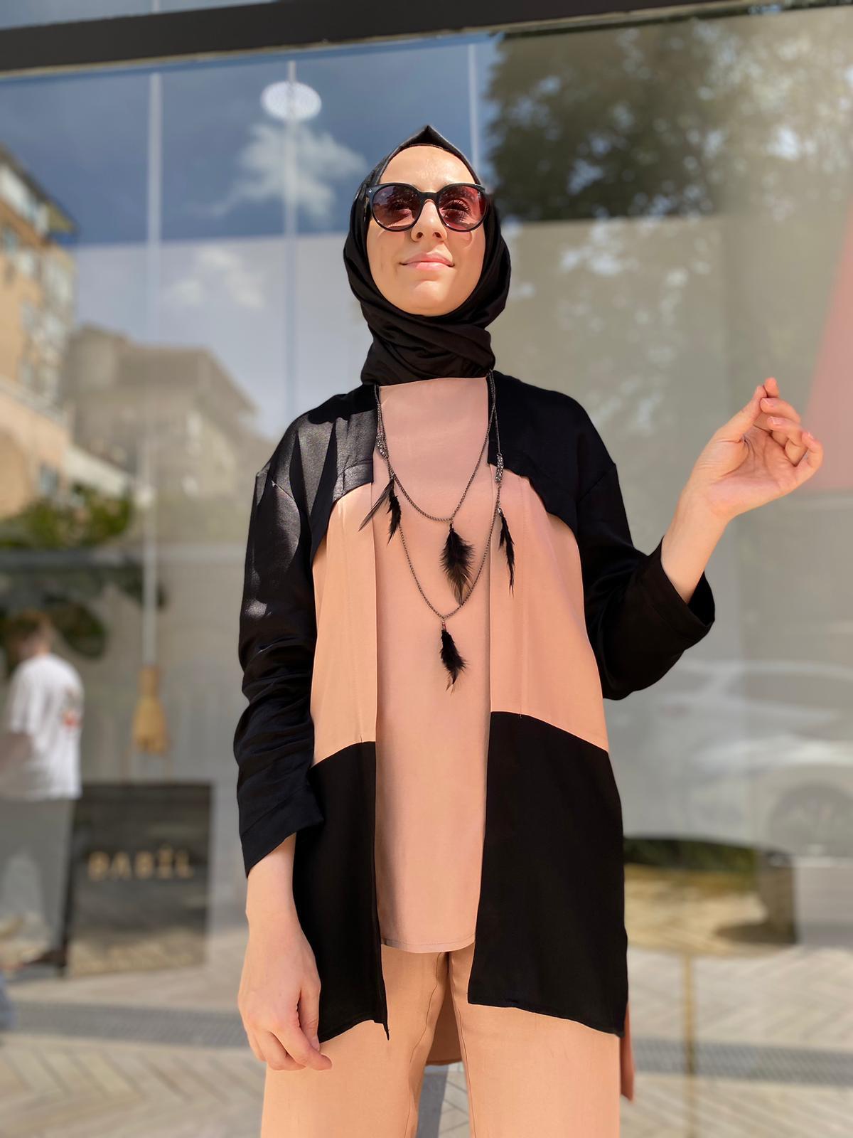 Hukka Design Kolyeli Ceket Görünümlü Bluz Somon 23hk1083