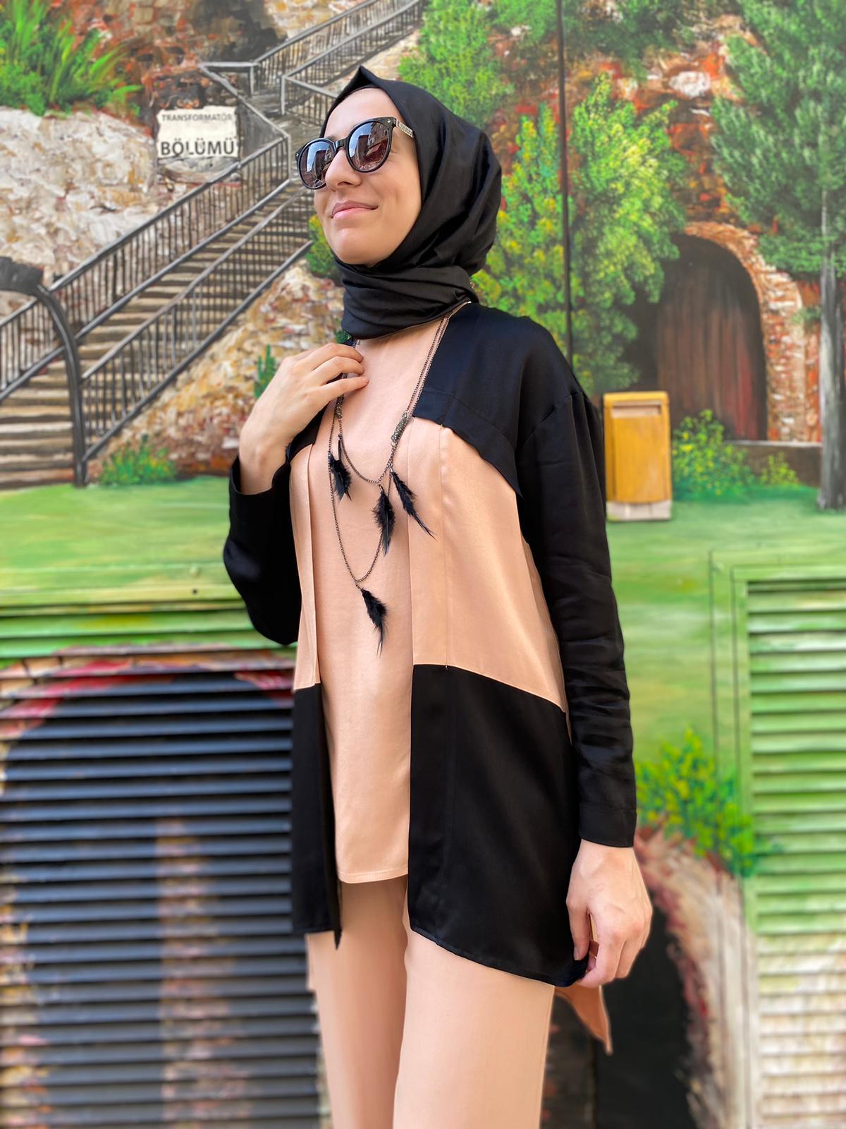 Hukka Design Kolyeli Ceket Görünümlü Bluz Somon 23hk1083