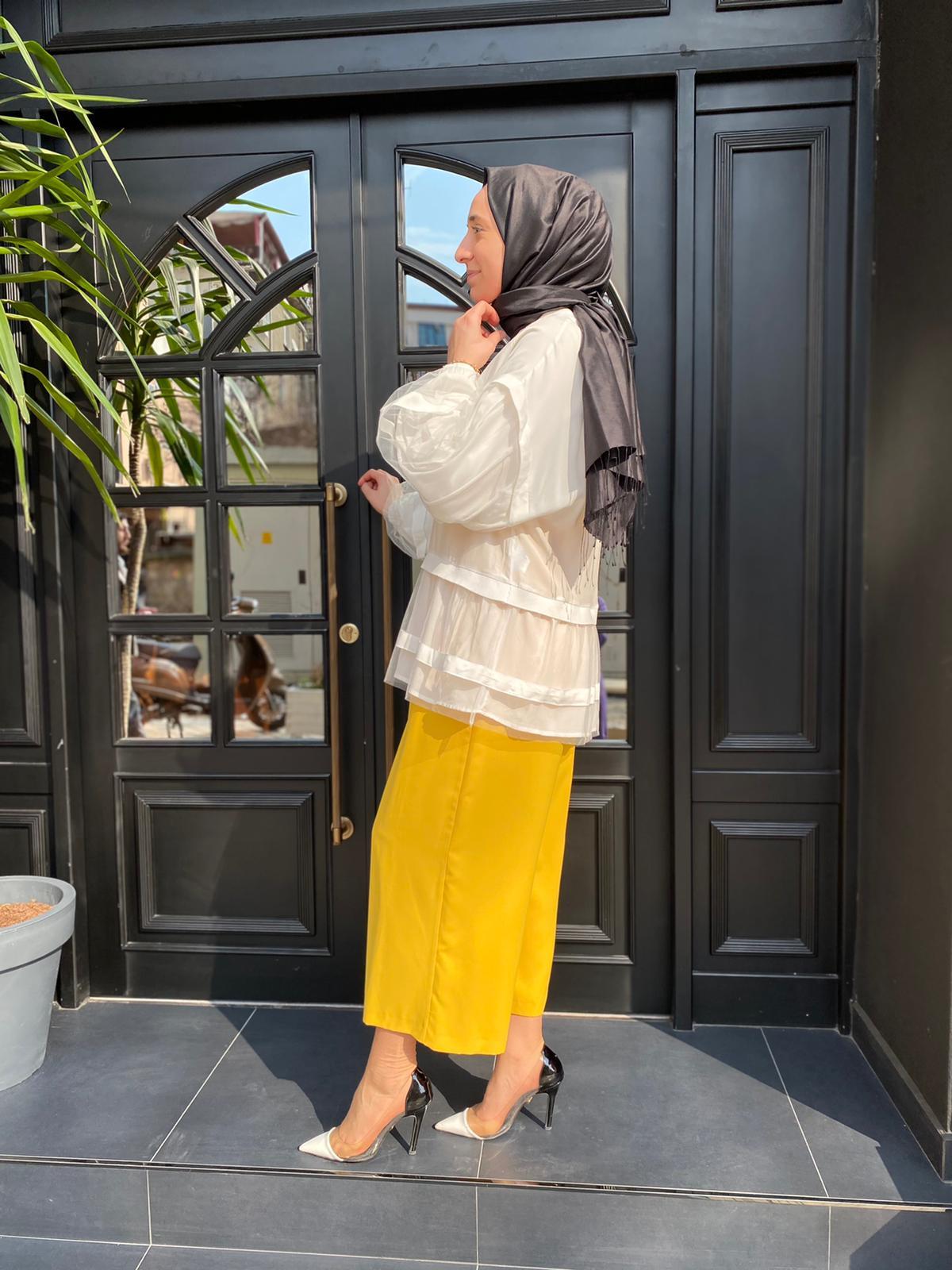 Hukka Design Organze Detaylı Ekru Tunik 23Y04B