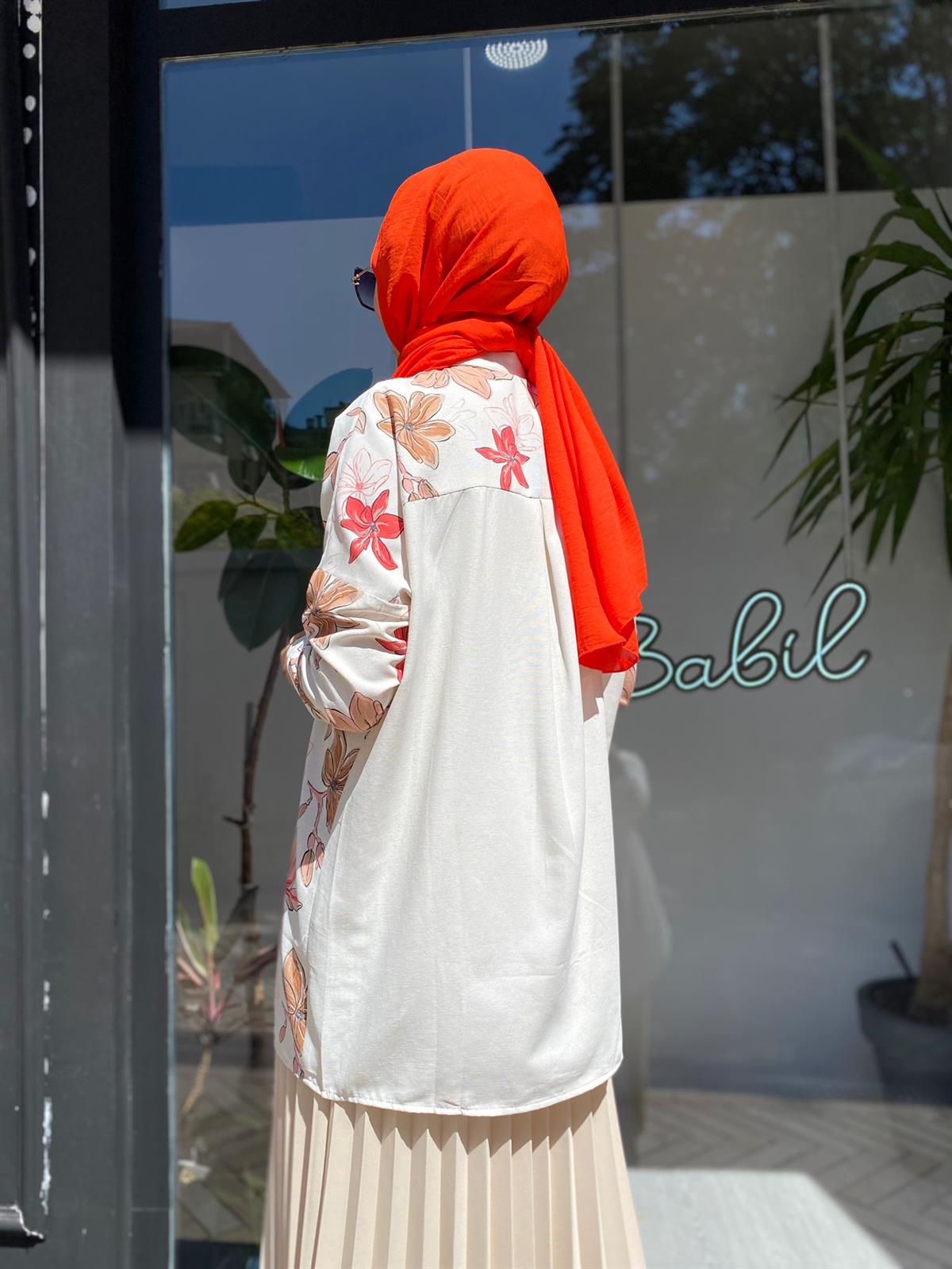 İnve Çiçekli Camel Gömlek Tunik 6909