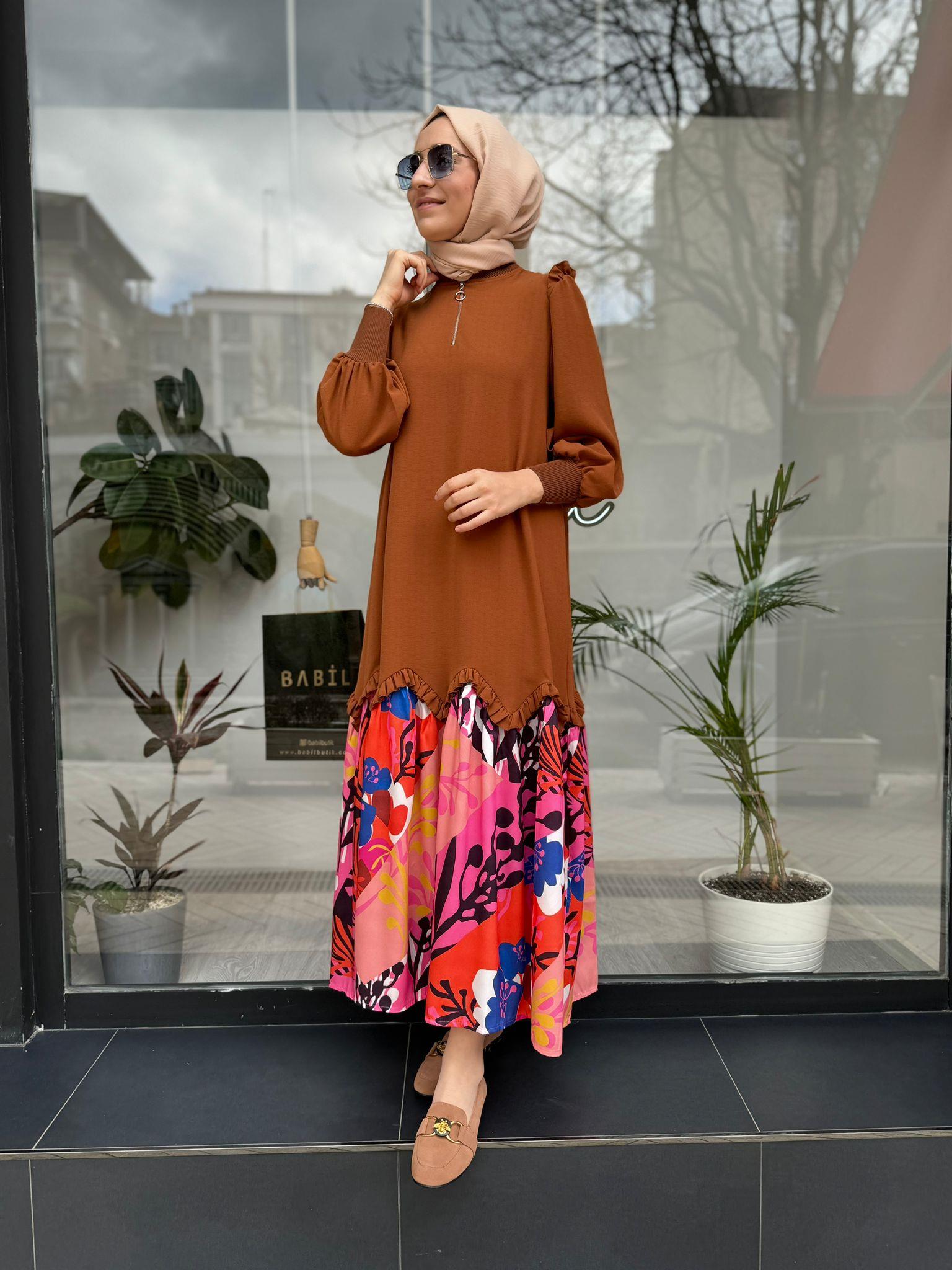 İnve Elbise Kahve 6653