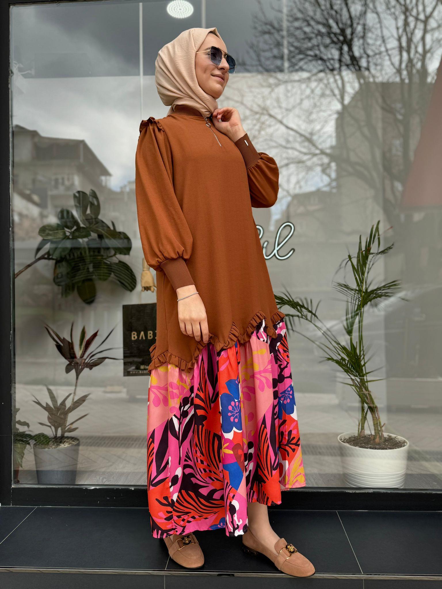 İnve Elbise Kahve 6653