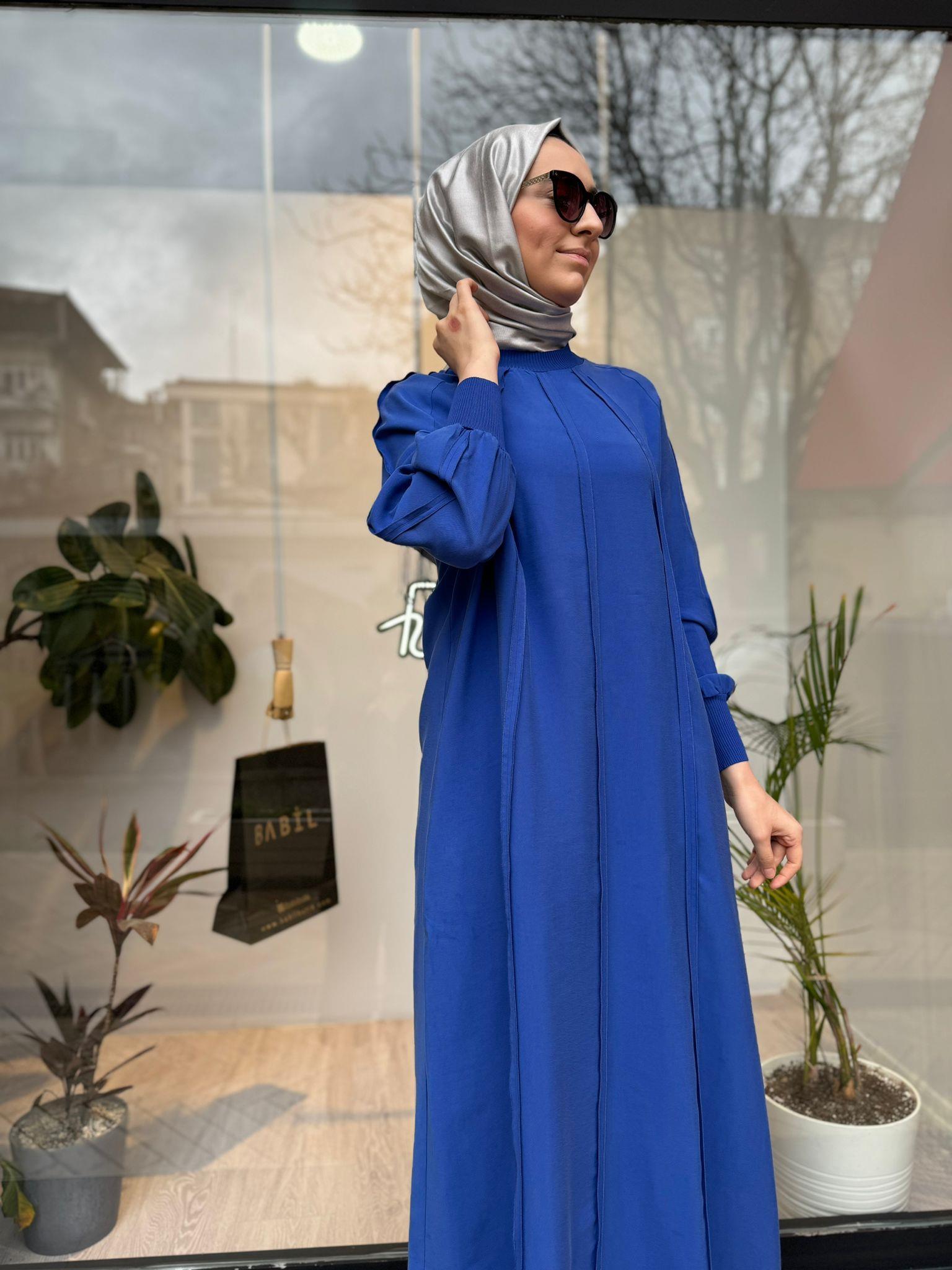 İnvee Bebe Biyeli Elbise Saks 6936
