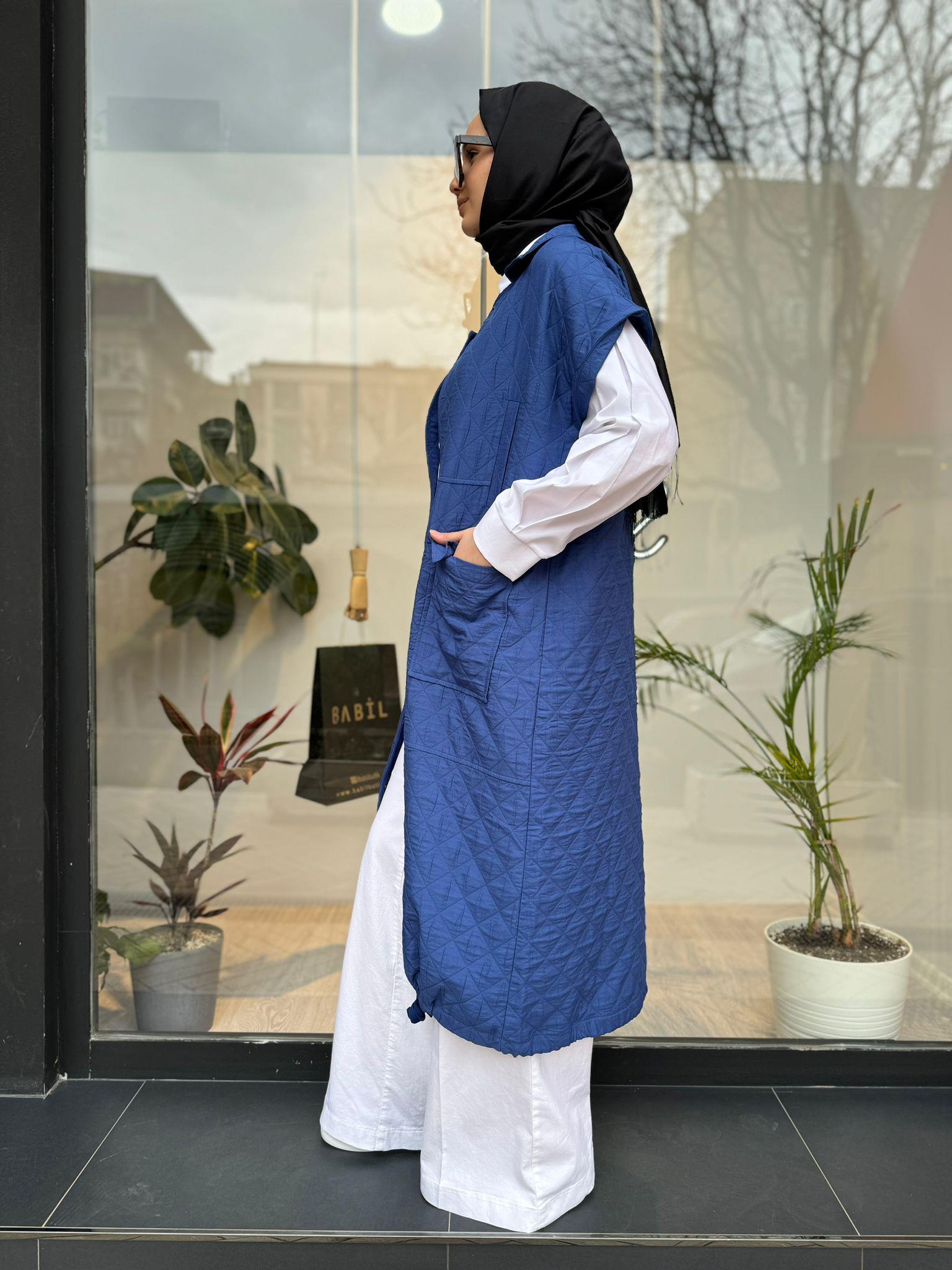 İnvee Cepli Yelek Saks Mavisi 6915