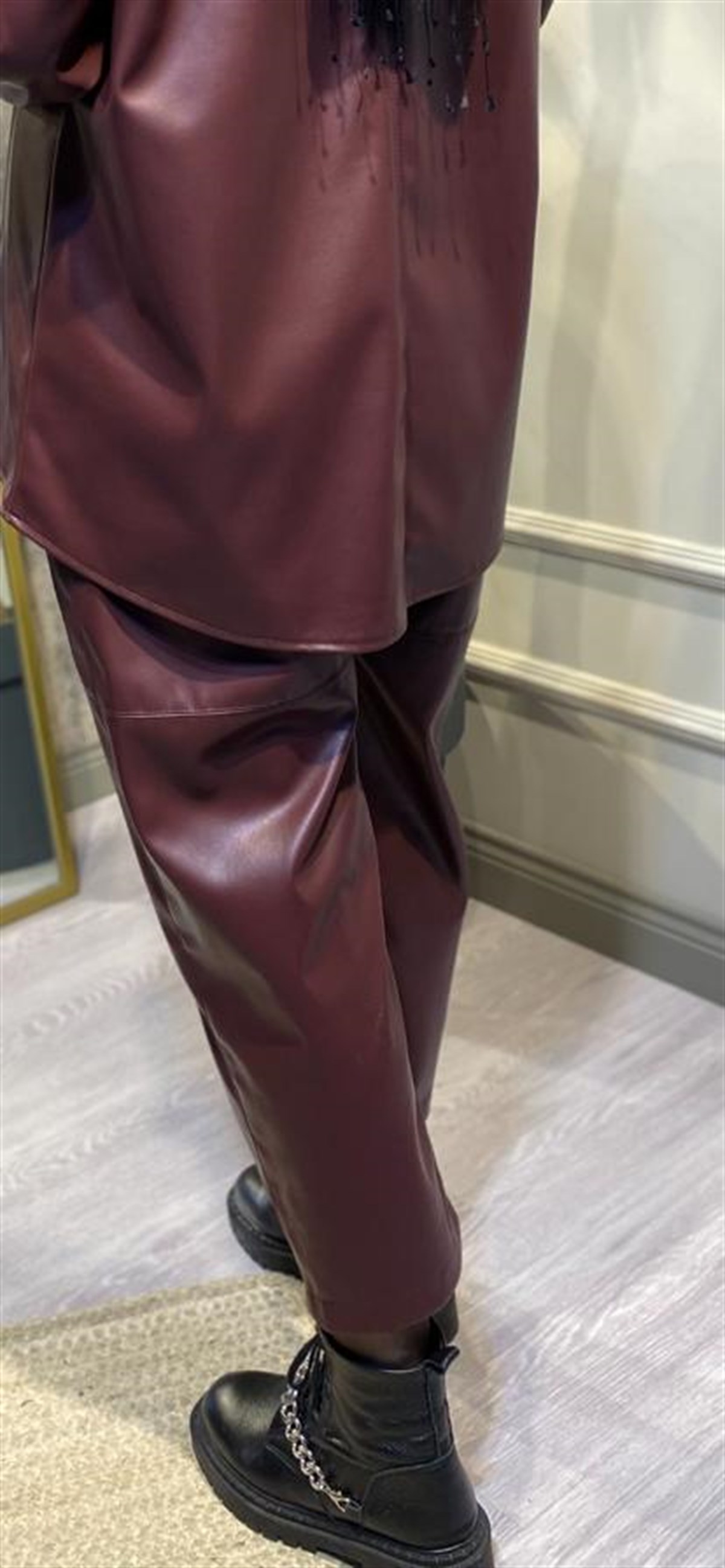 İnvee Deri Bordo Pantalon 6817