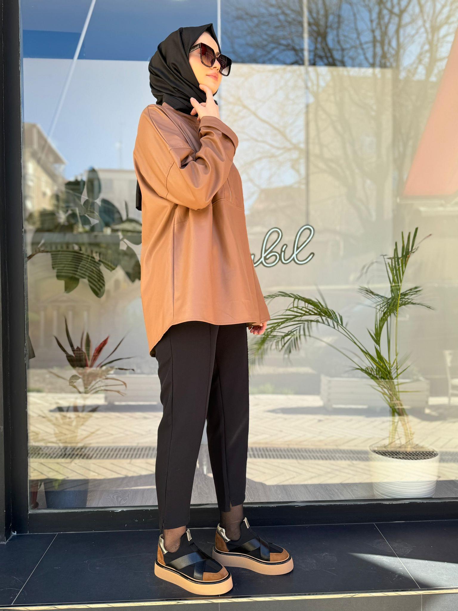İnvee Deri Tunik Camel 6818