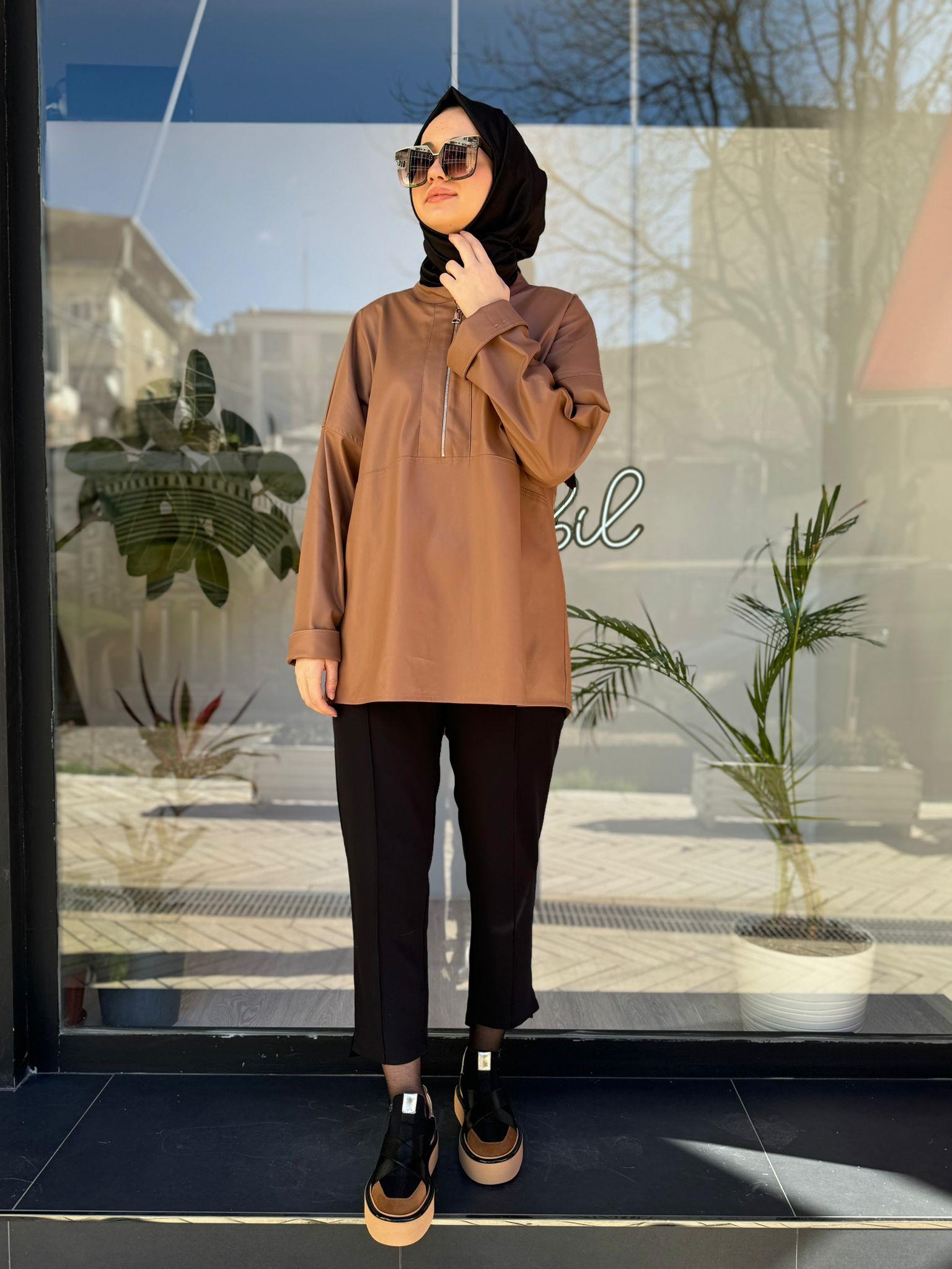 İnvee Deri Tunik Camel 6818