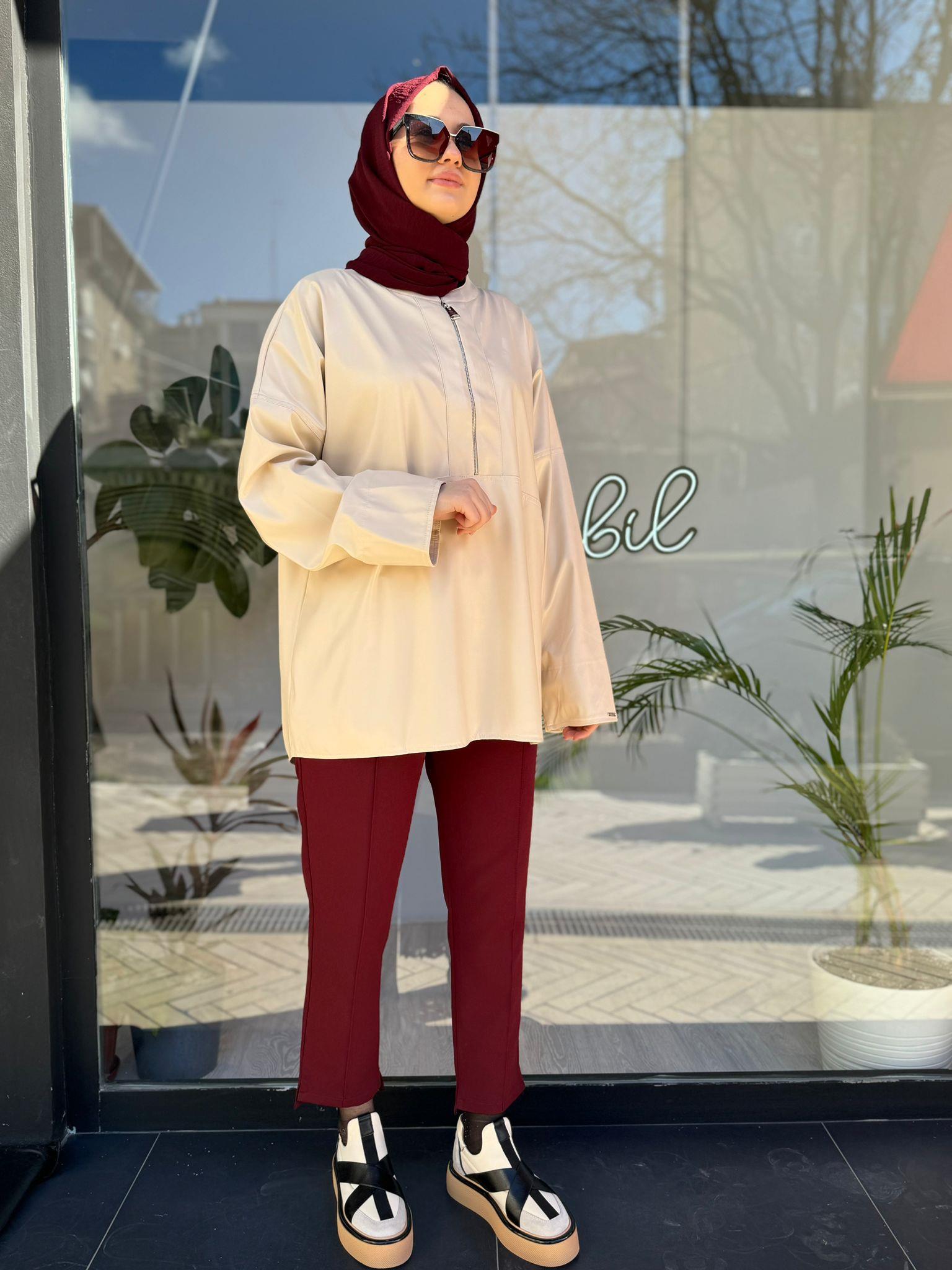İnvee Deri Tunik Ekru 6818