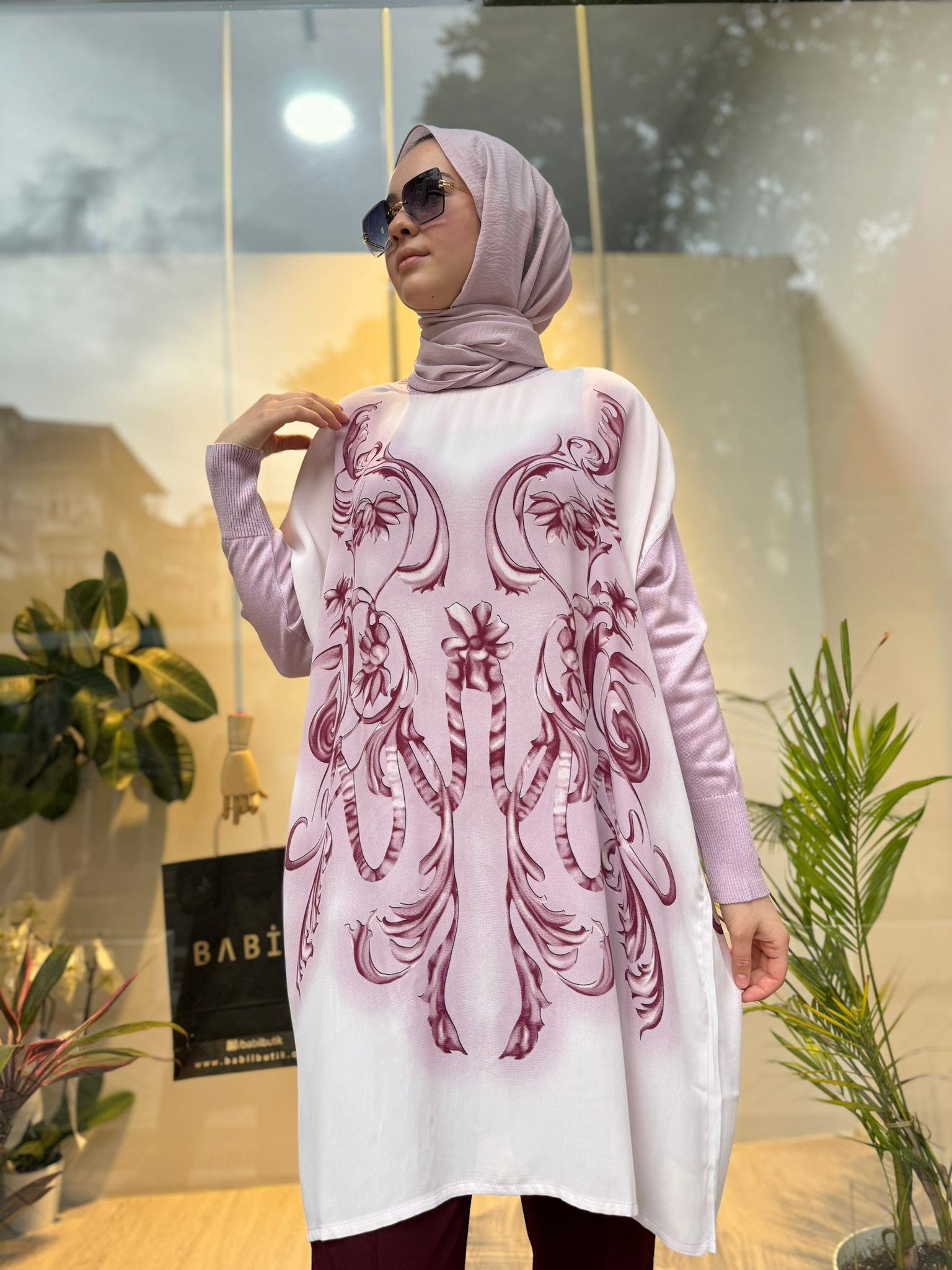 İnvee Desenli Tunik Gül Kurusu 6921