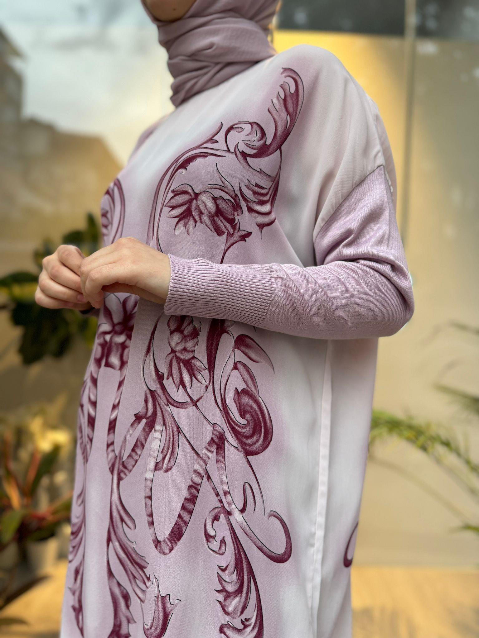 İnvee Desenli Tunik Gül Kurusu 6921